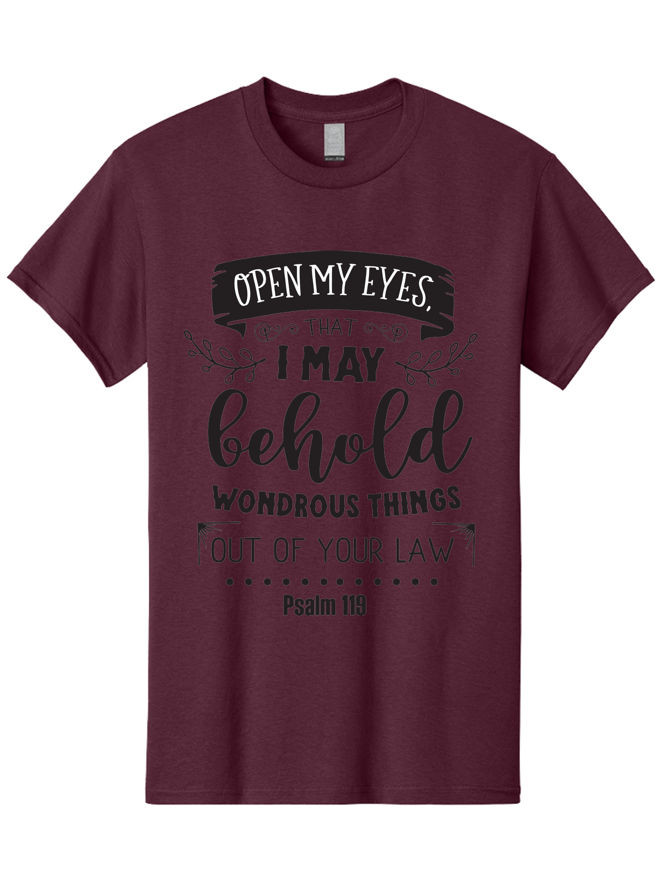 Psalm-119 Men'S Graphic Tee, 100% Cotton, Comfortable Casual Summer Wear, Machine Washable, Inspirational Quote, Psalm 119, Biblical Scripture, Motivational Words, Faith-Based Design, Spiritual Message, Wondrous Things, Divine Guidance, Aad104