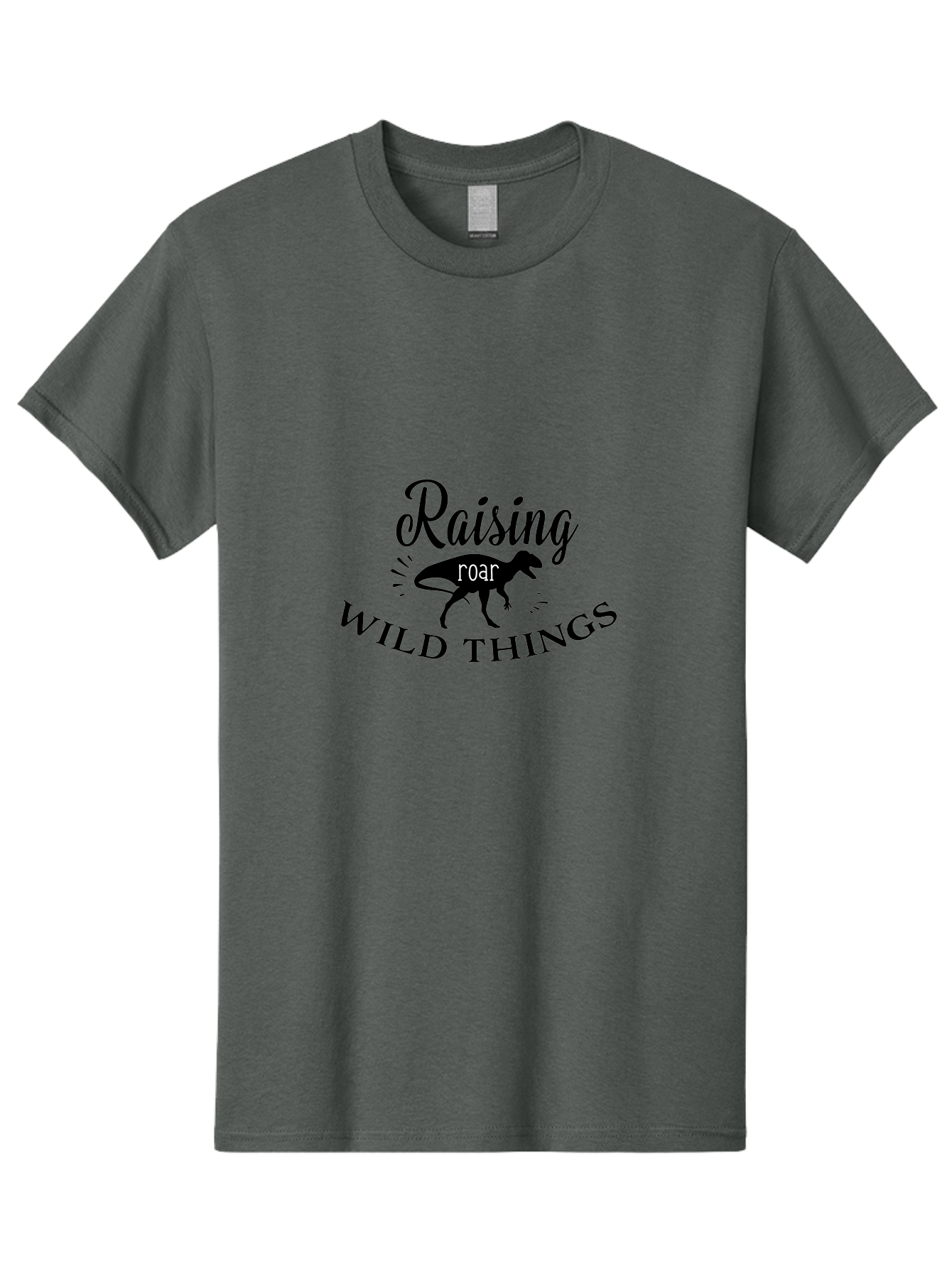 Raising-Wild-Things Men'S Graphic Tee, 100% Cotton, Comfortable Casual Summer Wear, Machine Washable, Raising Wild Things, Dinosaur Roar, T-Shirt Design, Funny Quote, Witty Phrase, Parenting Humor, Wild Child, Dino Love, Prehistoric Fun Aad116