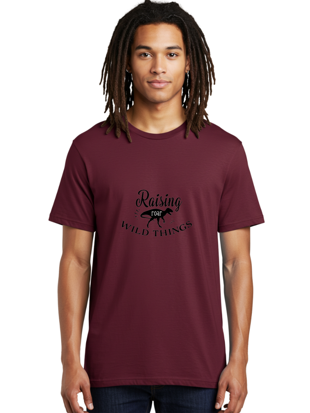 Raising-Wild-Things Men'S Graphic Tee, 100% Cotton, Comfortable Casual Summer Wear, Machine Washable, Raising Wild Things, Dinosaur Roar, T-Shirt Design, Funny Quote, Witty Phrase, Parenting Humor, Wild Child, Dino Love, Prehistoric Fun Aad116
