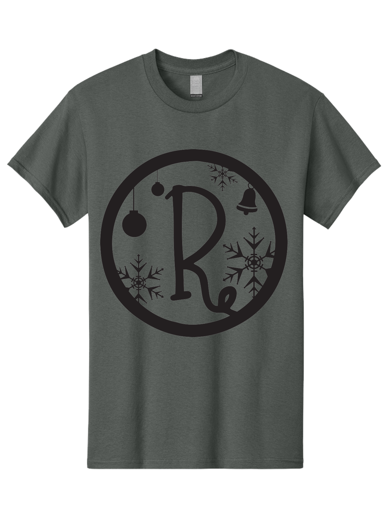 Re Men'S Graphic Tee, 100% Cotton, Comfortable Casual Summer Wear, Machine Washable, Black Logo, Christmas Decorations, Snowflakes, Hanging Ornaments, Festive Bell, Winter Wonderland, Holiday Theme, Circular Design Aad117