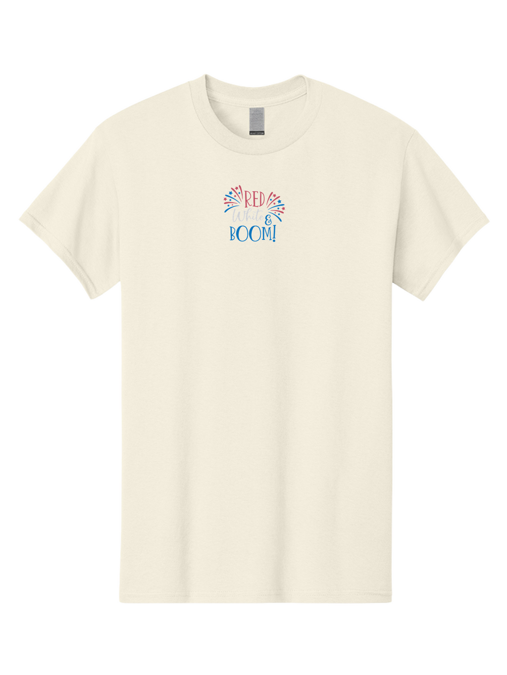 Red-White-Boom Men'S Graphic Tee, 100% Cotton, Comfortable Casual Summer Wear, Machine Washable, Fireworks Display, Fourth Of July, Independence Day, Patriotic Theme, Red White And Blue Colors, Festive Atmosphere, Celebratory Graphics, Aad120