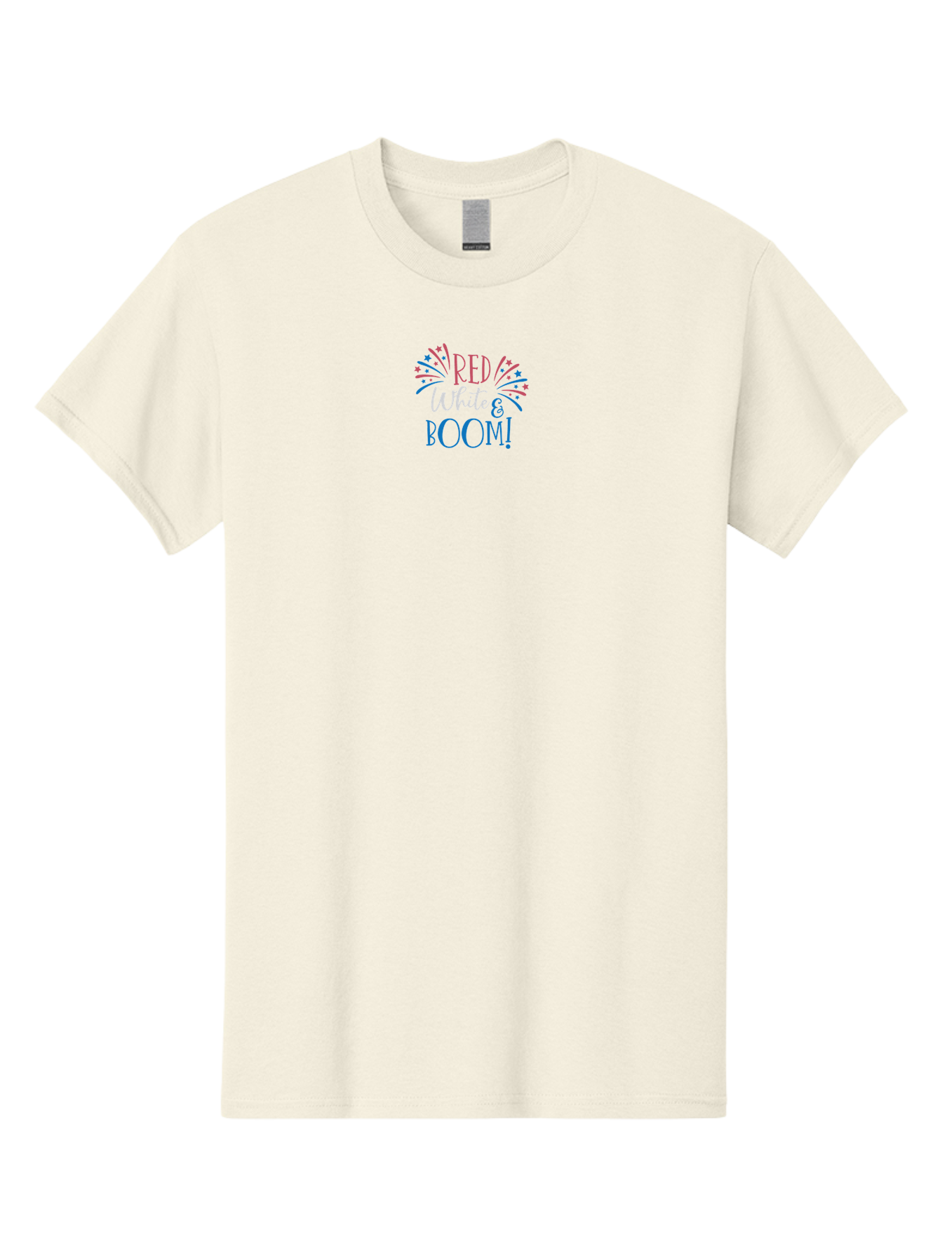 Red-White-Boom Men'S Graphic Tee, 100% Cotton, Comfortable Casual Summer Wear, Machine Washable, Fireworks Display, Fourth Of July, Independence Day, Patriotic Theme, Red White And Blue Colors, Festive Atmosphere, Celebratory Graphics, Aad120