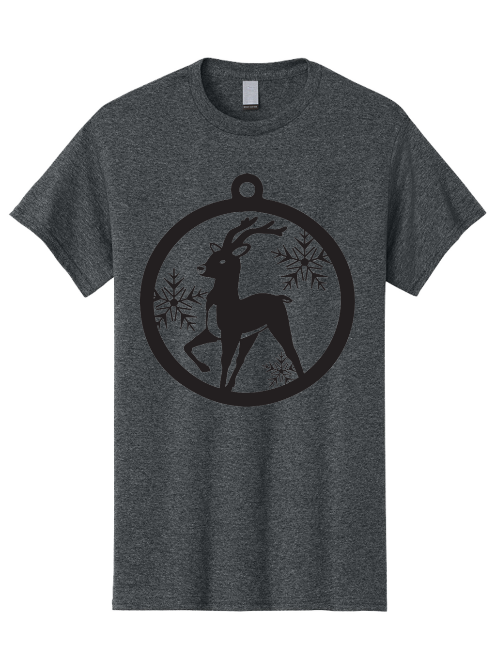 Reindeer-Ornament Men'S Graphic Tee, 100% Cotton, Comfortable Casual Summer Wear, Machine Washable, Reindeer Silhouette, Christmas Ornament Design, Snowflake Pattern, Festive Decor, Holiday Theme, Winter Decoration, Seasonal Charm, Aad122