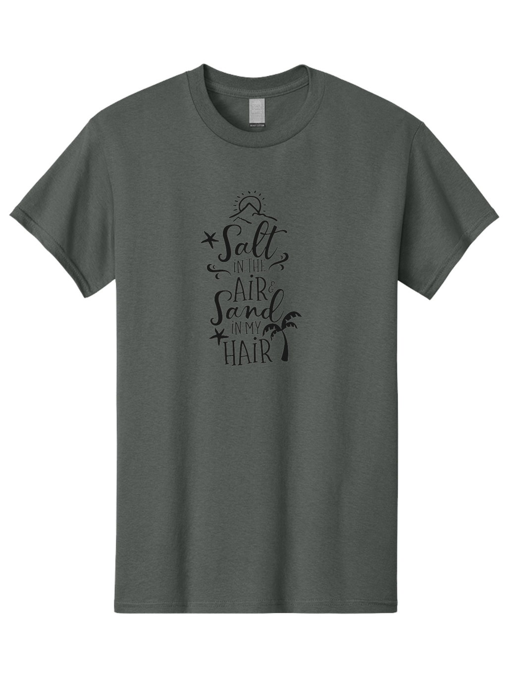 Salt-In-The-Air-Sand-In-My-Hair Men'S Graphic Tee, 100% Cotton, Comfortable Casual Summer Wear, Machine Washable, Beach Quote, Coastal Vibe, Ocean Breeze, Seaside Charm, Summer Inspiration, Salt In The Air & Sand In My Hair, Beachy Feel, Aad133