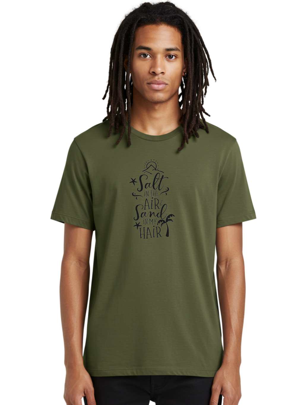 Salt-In-The-Air-Sand-In-My-Hair Men'S Graphic Tee, 100% Cotton, Comfortable Casual Summer Wear, Machine Washable, Beach Quote, Coastal Vibe, Ocean Breeze, Seaside Charm, Summer Inspiration, Salt In The Air & Sand In My Hair, Beachy Feel, Aad133