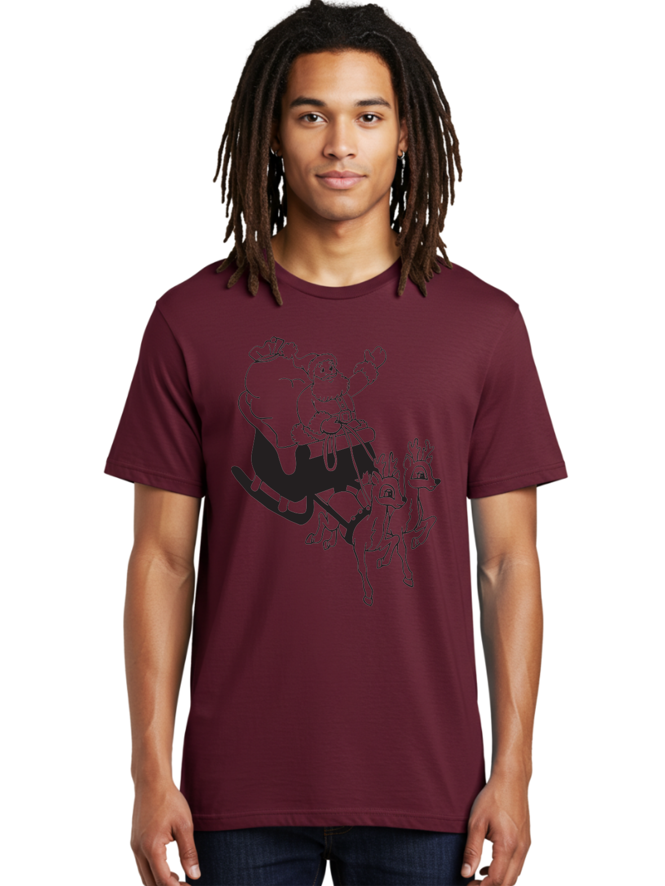 Santa-Claus Men'S Graphic Tee, 100% Cotton, Comfortable Casual Summer Wear, Machine Washable, Santa Claus, Christmas Magic, Festive Holiday, Jolly Old Elf, Reindeer In Flight, Gift Giving Season, Merry Christmas, Holiday Cheer Aad134