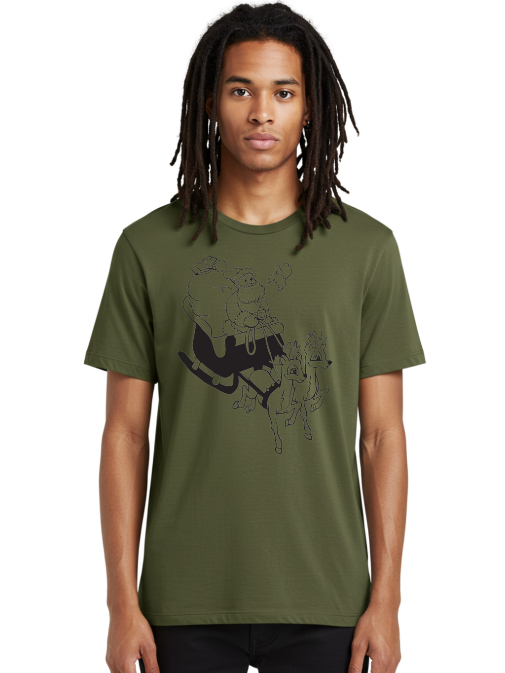 Santa-Claus Men'S Graphic Tee, 100% Cotton, Comfortable Casual Summer Wear, Machine Washable, Santa Claus, Christmas Magic, Festive Holiday, Jolly Old Elf, Reindeer In Flight, Gift Giving Season, Merry Christmas, Holiday Cheer Aad134