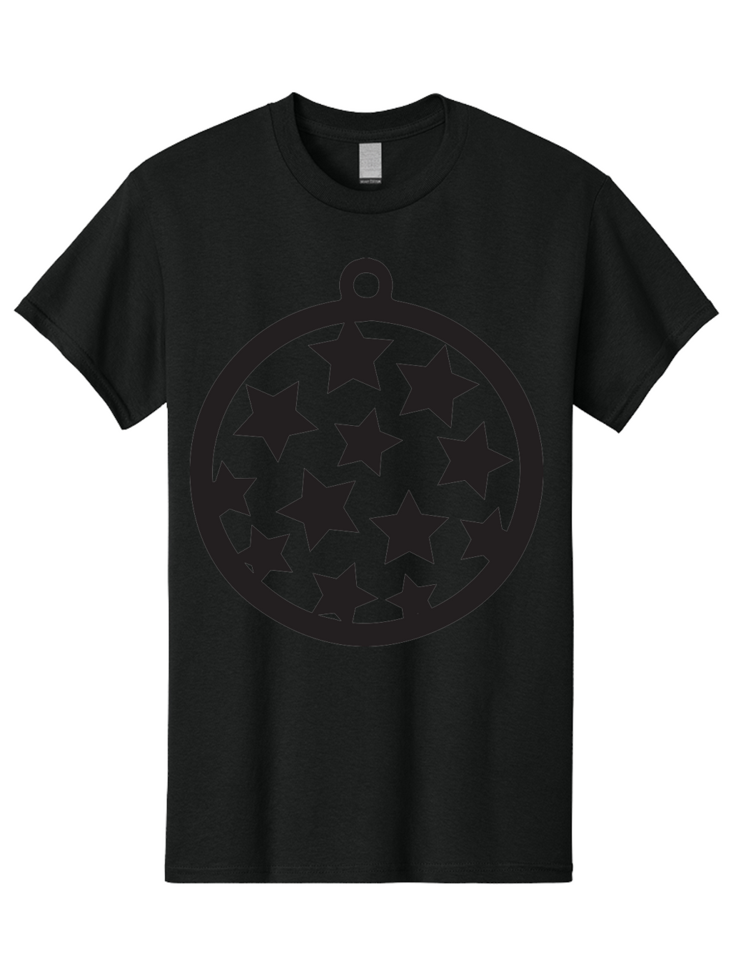 Seven-Star-Ball Men'S Graphic Tee, 100% Cotton, Comfortable Casual Summer Wear, Machine Washable, Seven Stars, Black Stars, Circular Frame, Ornament Design, Christmas Decoration, Festive Symbol, Star Pattern, Magic Symbol, Mystical Design Aad149