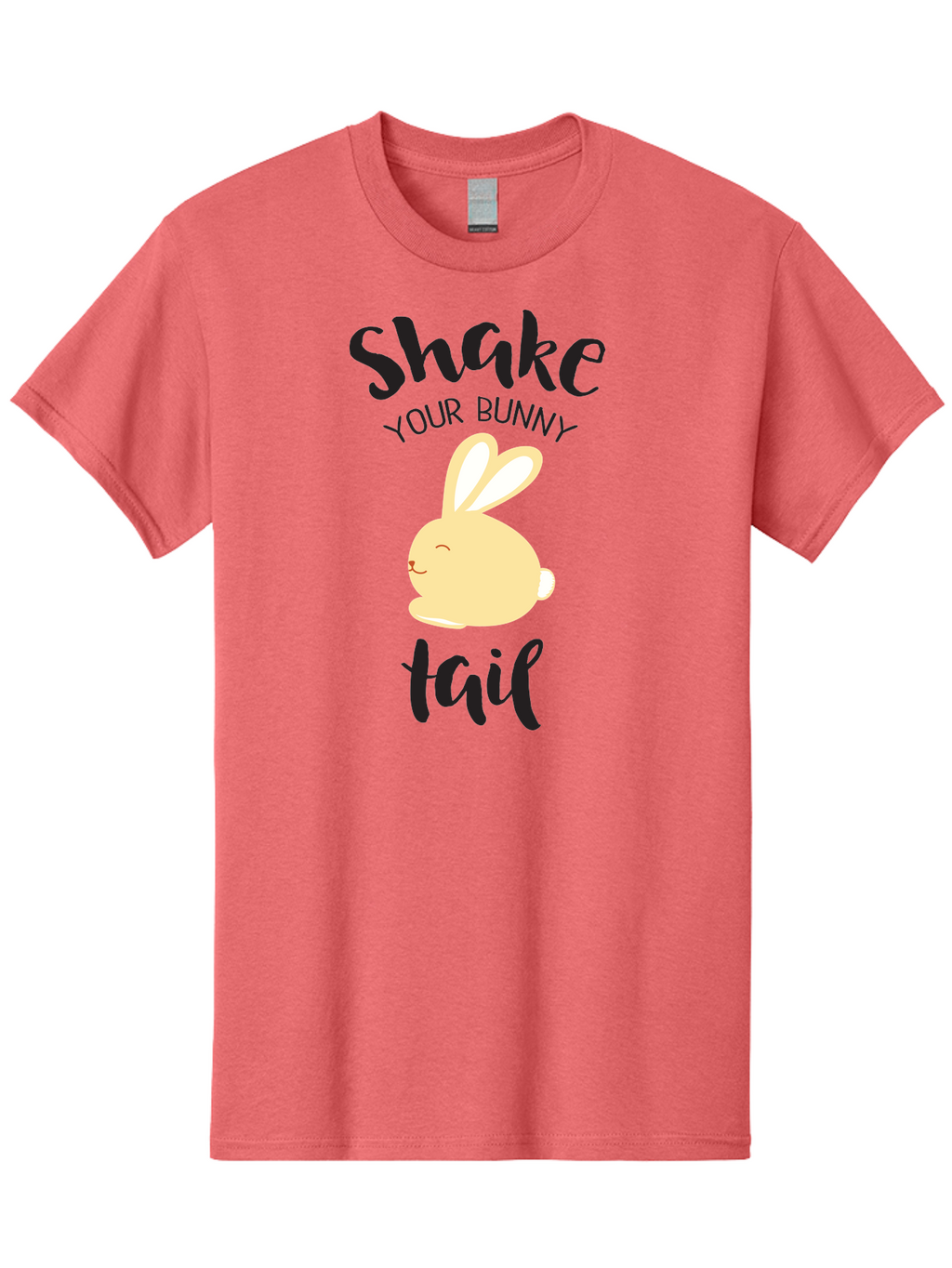 Shake-Your-Bunny-Tail Men'S Graphic Tee, 100% Cotton, Comfortable Casual Summer Wear, Machine Washable, Funny Bunny Graphic, Cute Cartoon Rabbit, Easter-Themed Design, Humorous Phrase, Shake Your Bunny Tail, Yellow Bunny Illustration, Aad151
