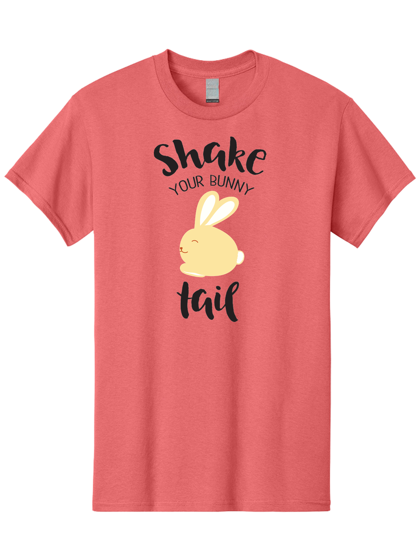 Shake-Your-Bunny-Tail Men'S Graphic Tee, 100% Cotton, Comfortable Casual Summer Wear, Machine Washable, Funny Bunny Graphic, Cute Cartoon Rabbit, Easter-Themed Design, Humorous Phrase, Shake Your Bunny Tail, Yellow Bunny Illustration, Aad151
