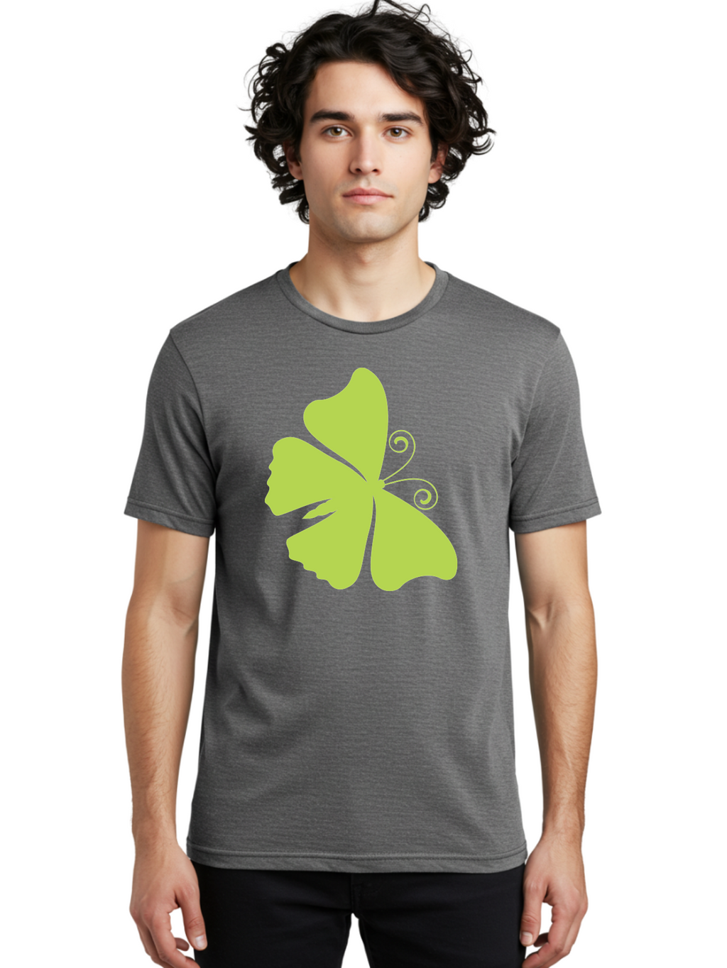 Shamrock-Graphic Men'S Graphic Tee, 100% Cotton, Comfortable Casual Summer Wear, Machine Washable, Clover Silhouette, Shamrock Graphic, Four-Leaf Clover, Irish Heritage, Luck Symbol, Green Leaf, Elegant Design, Minimalist Art, Simple Shapes Aad152