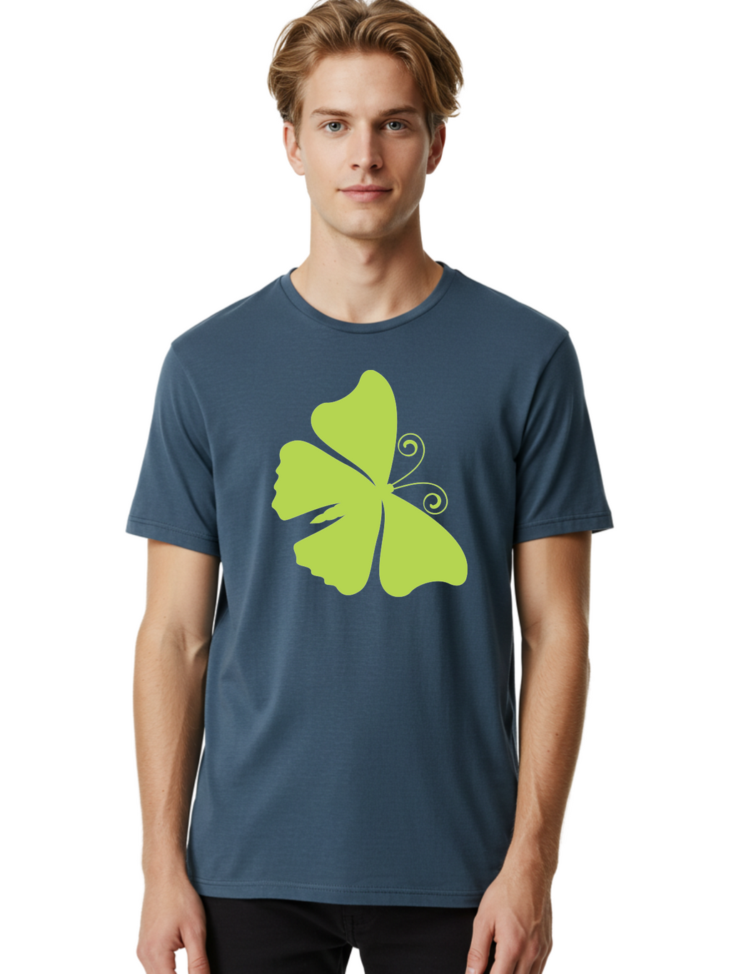 Shamrock-Graphic Men'S Graphic Tee, 100% Cotton, Comfortable Casual Summer Wear, Machine Washable, Clover Silhouette, Shamrock Graphic, Four-Leaf Clover, Irish Heritage, Luck Symbol, Green Leaf, Elegant Design, Minimalist Art, Simple Shapes Aad152
