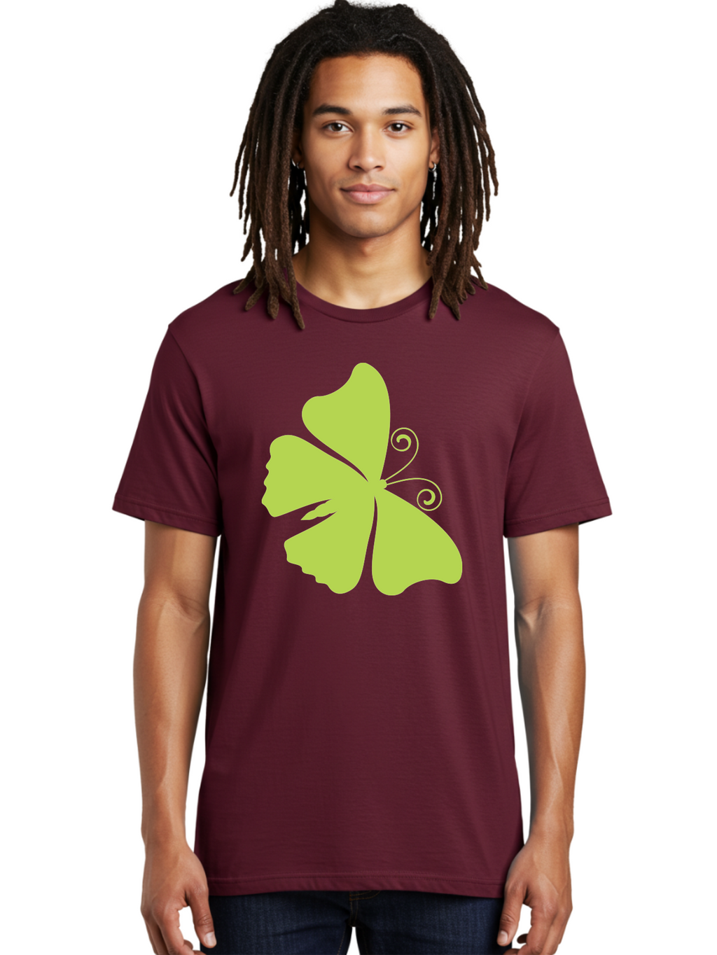 Shamrock-Graphic Men'S Graphic Tee, 100% Cotton, Comfortable Casual Summer Wear, Machine Washable, Clover Silhouette, Shamrock Graphic, Four-Leaf Clover, Irish Heritage, Luck Symbol, Green Leaf, Elegant Design, Minimalist Art, Simple Shapes Aad152
