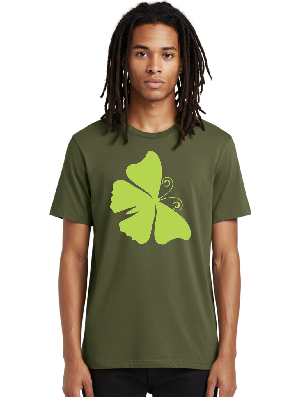 Shamrock-Graphic Men'S Graphic Tee, 100% Cotton, Comfortable Casual Summer Wear, Machine Washable, Clover Silhouette, Shamrock Graphic, Four-Leaf Clover, Irish Heritage, Luck Symbol, Green Leaf, Elegant Design, Minimalist Art, Simple Shapes Aad152