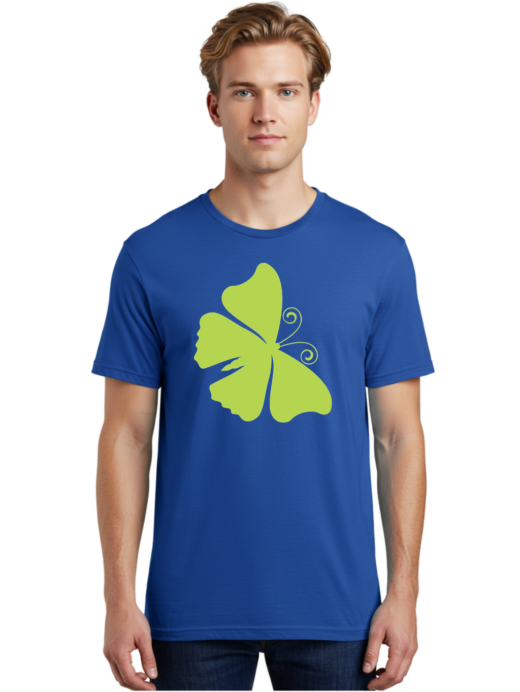Shamrock-Graphic Men'S Graphic Tee, 100% Cotton, Comfortable Casual Summer Wear, Machine Washable, Clover Silhouette, Shamrock Graphic, Four-Leaf Clover, Irish Heritage, Luck Symbol, Green Leaf, Elegant Design, Minimalist Art, Simple Shapes Aad152