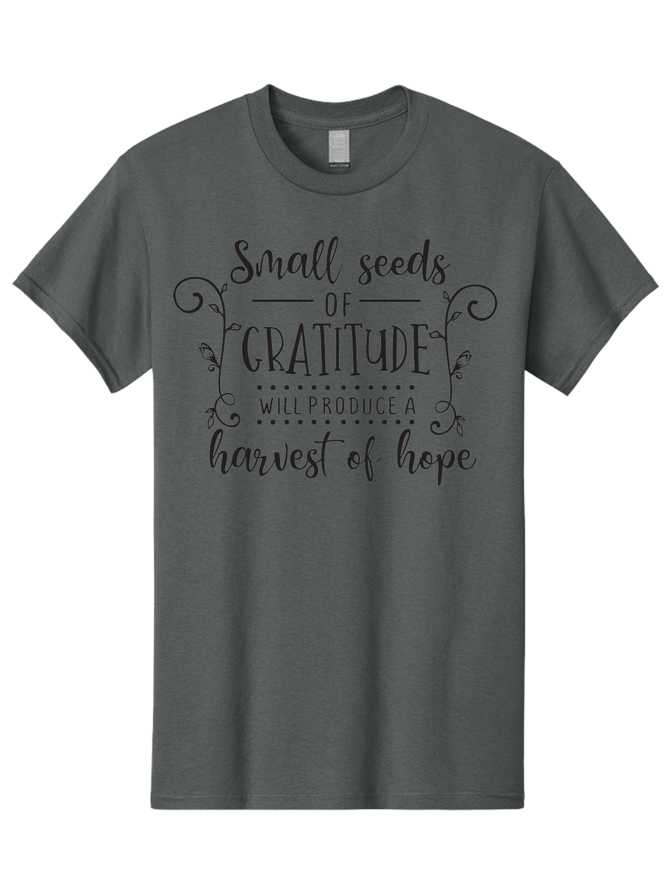 Small-Seeds-Of-Gratitude Men'S Graphic Tee, 100% Cotton, Comfortable Casual Summer Wear, Machine Washable, Gratitude Quotes, Hope And Positivity, Inspirational Sayings, Motivational Phrases, Positive Affirmations, Uplifting Messages, Aad166