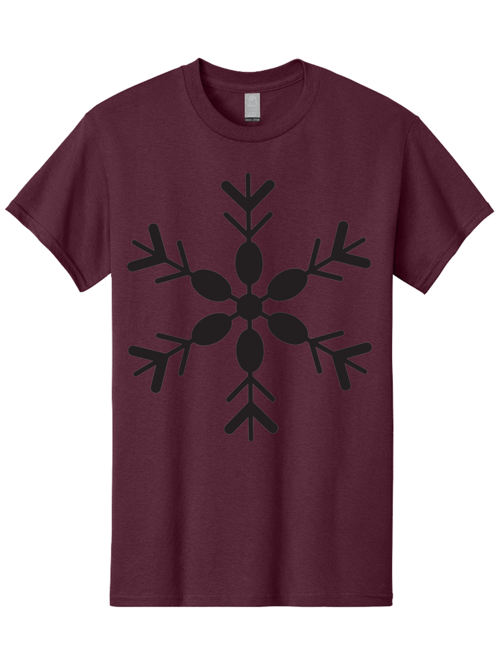 Snowflake-2 Men'S Graphic Tee, 100% Cotton, Comfortable Casual Summer Wear, Machine Washable, Symmetrical Black Snowflake, Winter Wonderland, Festive Design, Intricate Patterns, Six-Pointed Star, Christmas Decorations, Holiday Graphics, Aad168