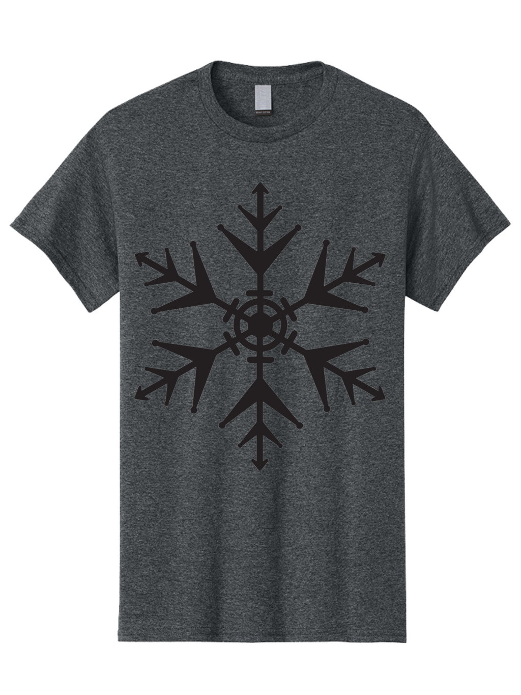 Snowflake-4 Men'S Graphic Tee, 100% Cotton, Comfortable Casual Summer Wear, Machine Washable, Snowflake Design, Black Silhouette, Six-Pointed Star, Symmetrical Pattern, Frosty Decor, Winter Symbol, Cold Weather, Symmetrical Shape Aad170