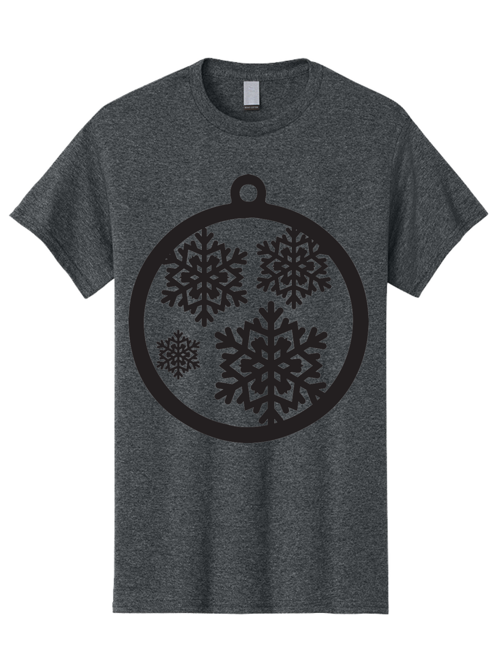 Snowflakes-Ornament Men'S Graphic Tee, 100% Cotton, Comfortable Casual Summer Wear, Machine Washable, Black Christmas Bauble, Snowflakes, Festive Decoration, Holiday Ornament, Winter Wonderland, Seasonal Decor, Black Silhouette, Aad178