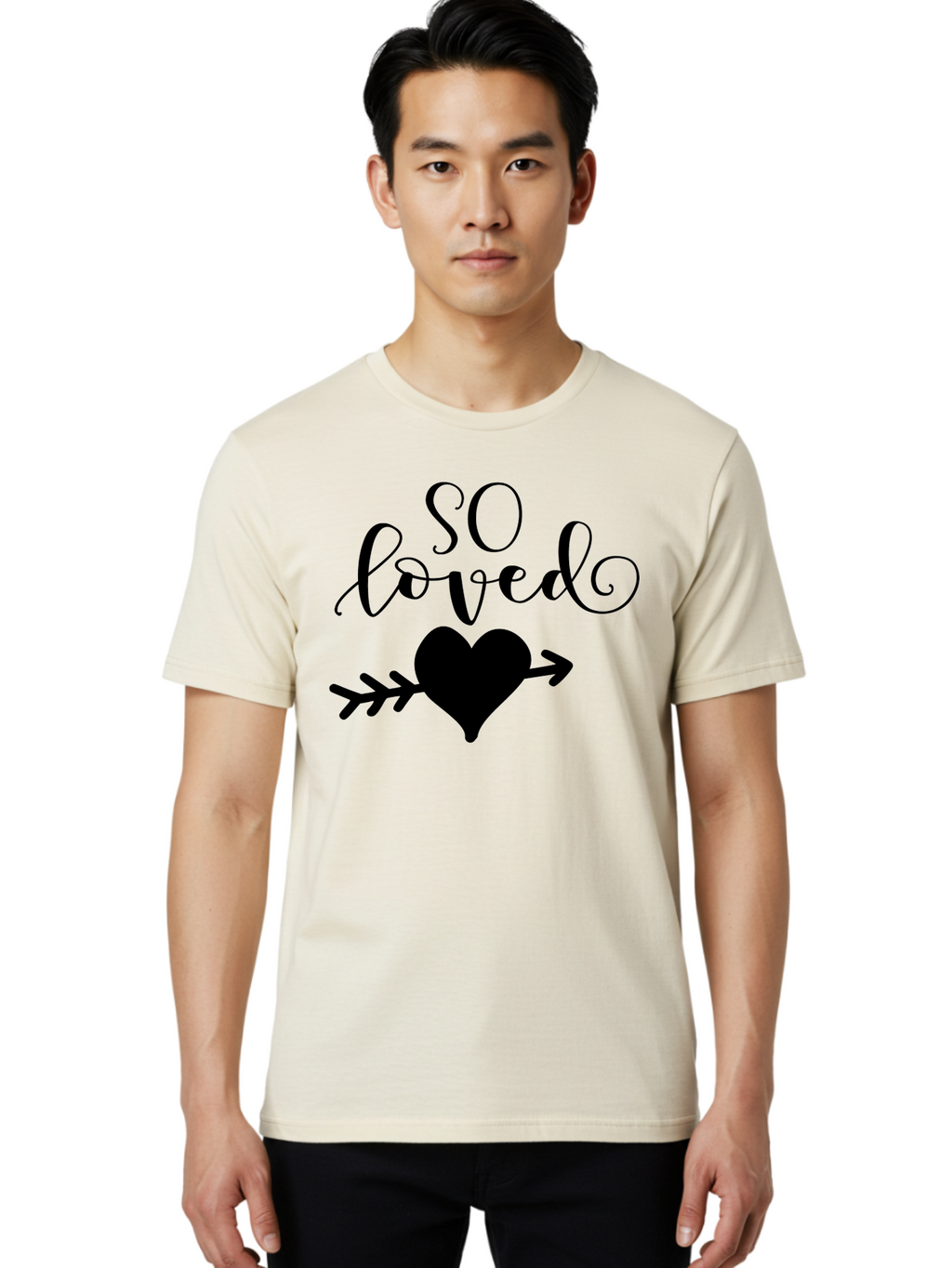 So-Loved Men'S Graphic Tee, 100% Cotton, Comfortable Casual Summer Wear, Machine Washable, Love Quote, Heart With Arrow, Valentines Day, Romantic Symbol, Love Message, Tender Feeling, Heartwarming, Love Inspiration Aad182