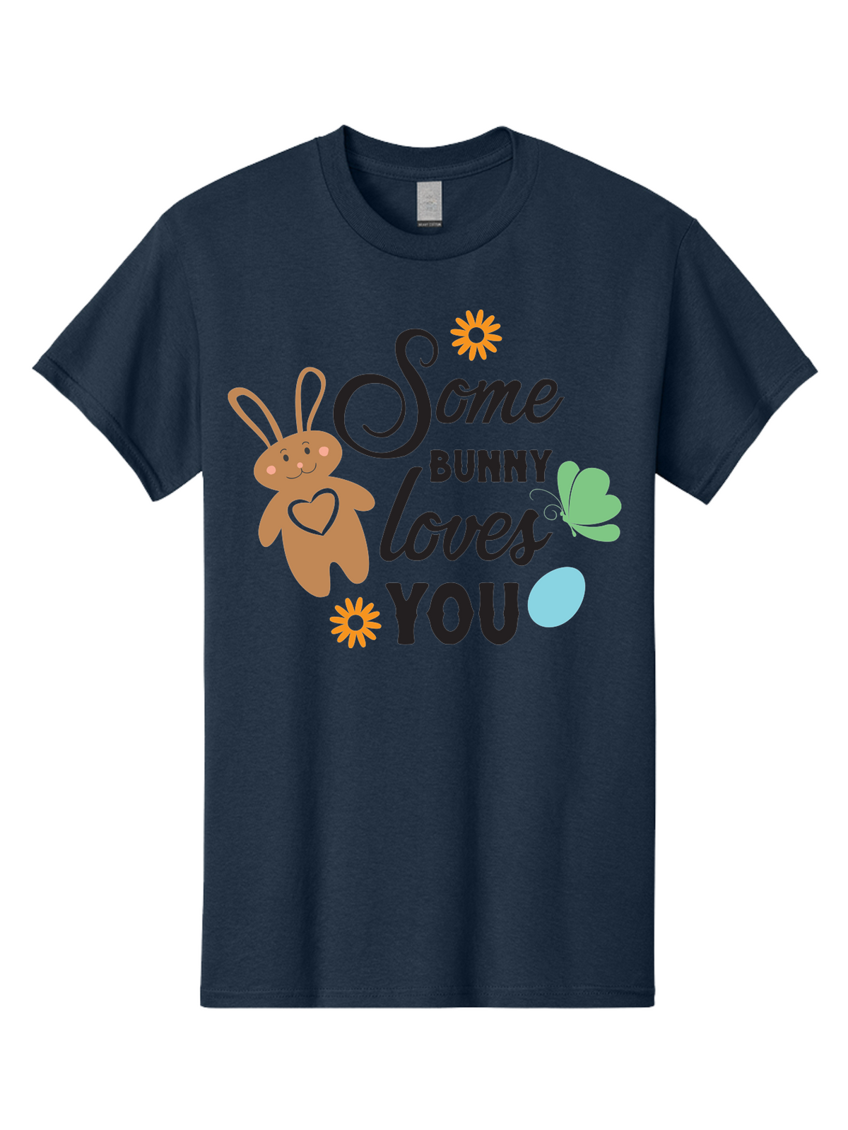 Some-Bunny-Loves-You Men'S Graphic Tee, 100% Cotton, Comfortable Casual Summer Wear, Machine Washable, Easter Bunny, Love Message, Cute Cartoons, Hearts, Spring Theme, Easter Eggs, Festive Designs, Adorable Bunnies, Spring Decorations Aad186
