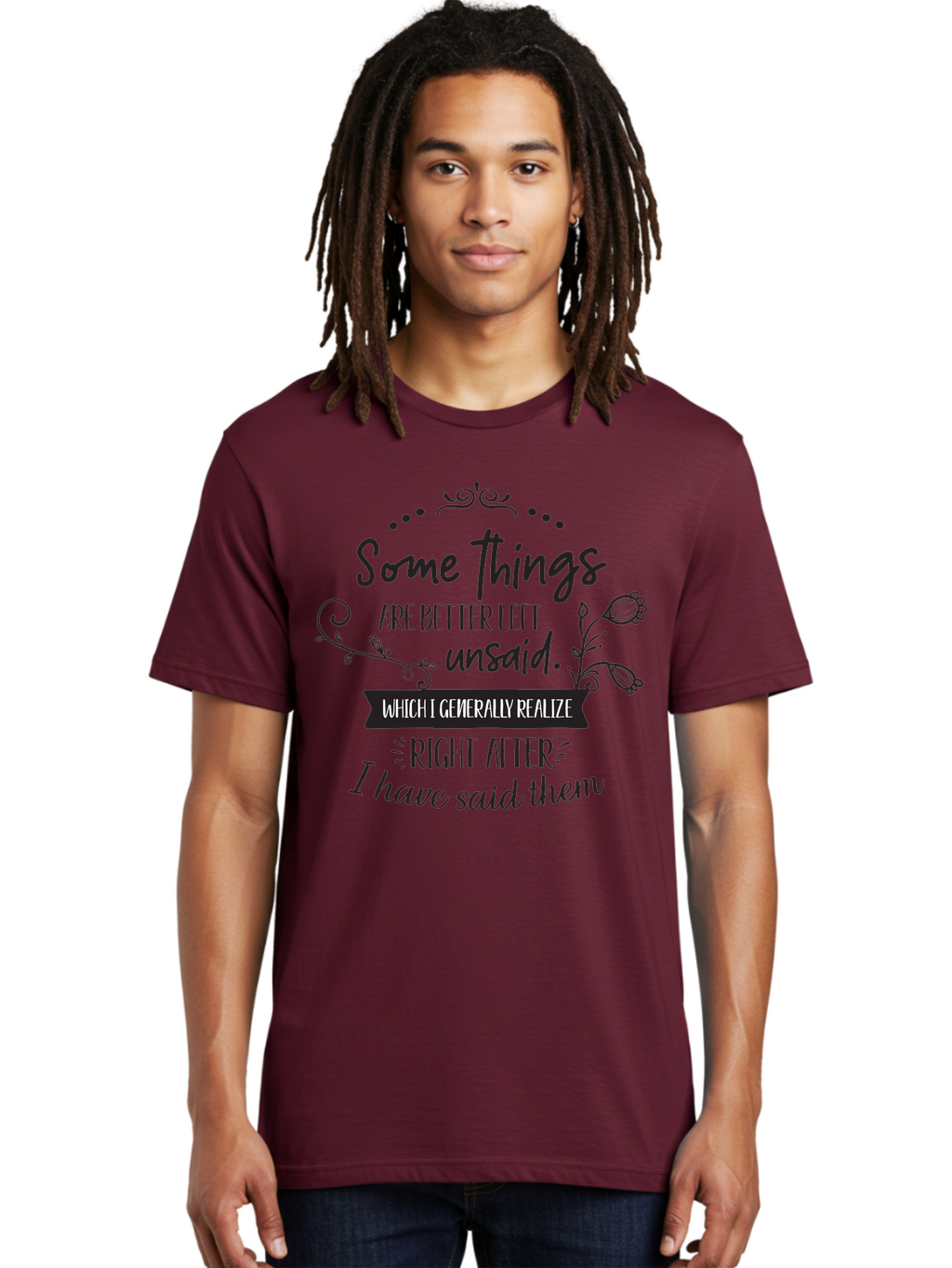 Some-Things-Are-Better-Left-Unsaid Men'S Graphic Tee, 100% Cotton, Comfortable Casual Summer Wear, Machine Washable, Funny Quote, Inspirational Saying, Witty Phrase, Thought-Provoking Words, Reflective Humor, Clever Remark, Insightful Message, Aad189