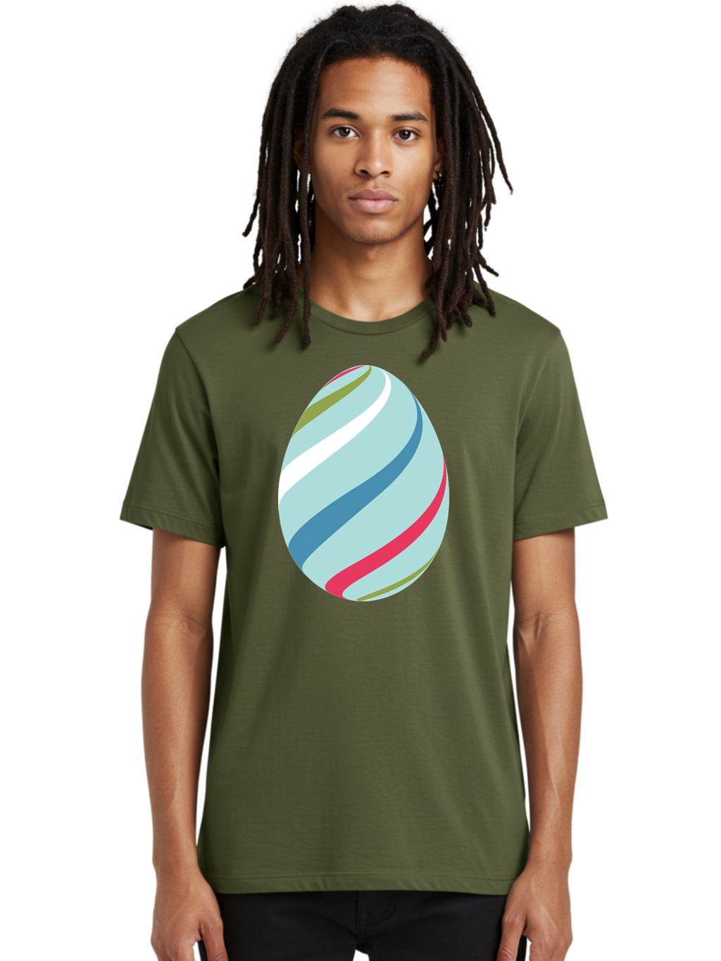 Striped-Easter-Egg Men'S Graphic Tee, 100% Cotton, Comfortable Casual Summer Wear, Machine Washable, Easter Egg Decoration, Colorful Stripes, Spring Theme, Pastel Colors, Festive Design, Easter Celebration, Egg Hunt, Vibrant Colors Aad205