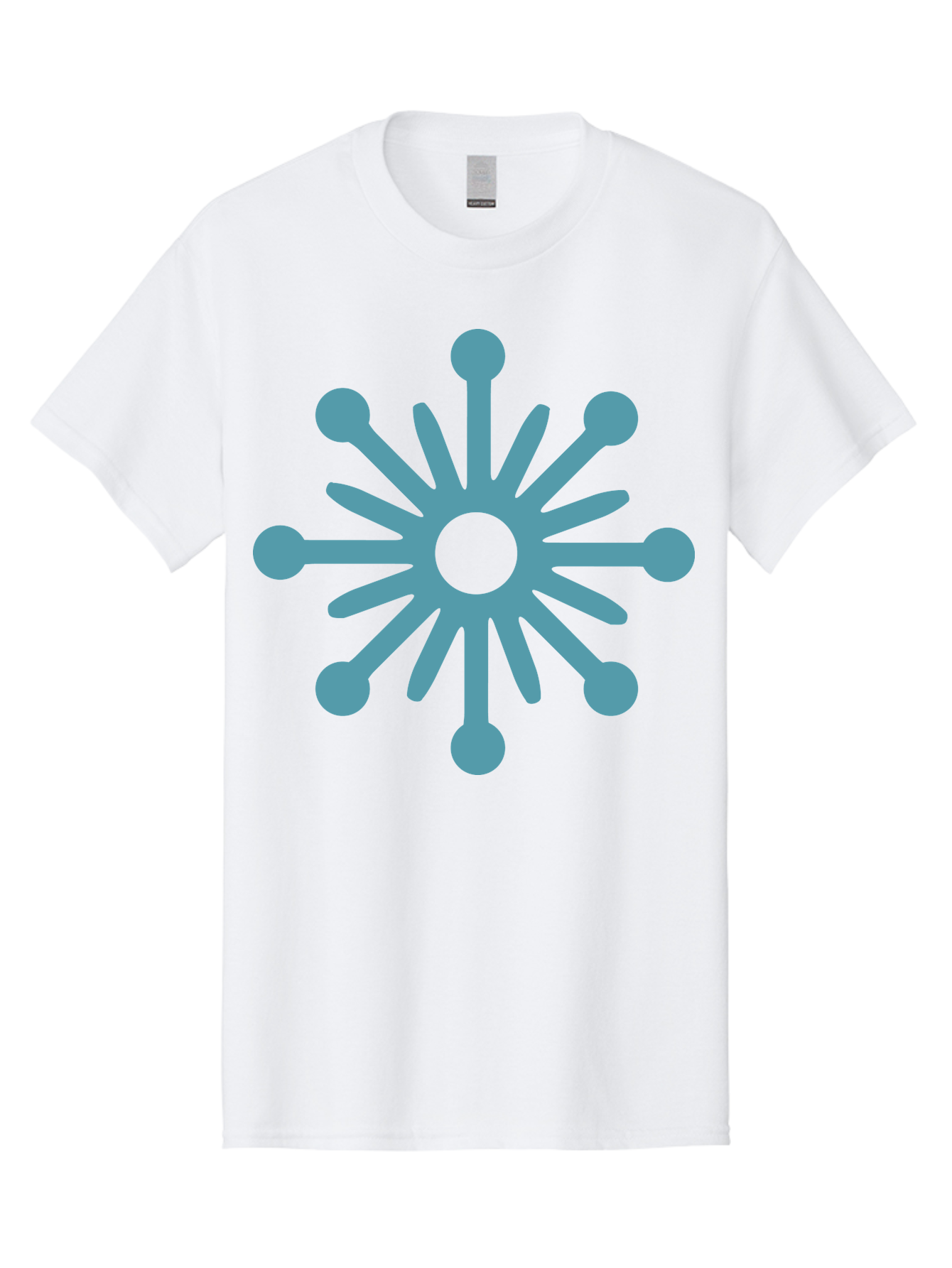 Stylized-Asterisk Men'S Graphic Tee, 100% Cotton, Comfortable Casual Summer Wear, Machine Washable, Stylized Virus Graphic, Abstract Microbiology, Symmetrical Design, Modern Iconography, Simple Shapes, Blue Symbol Aad206