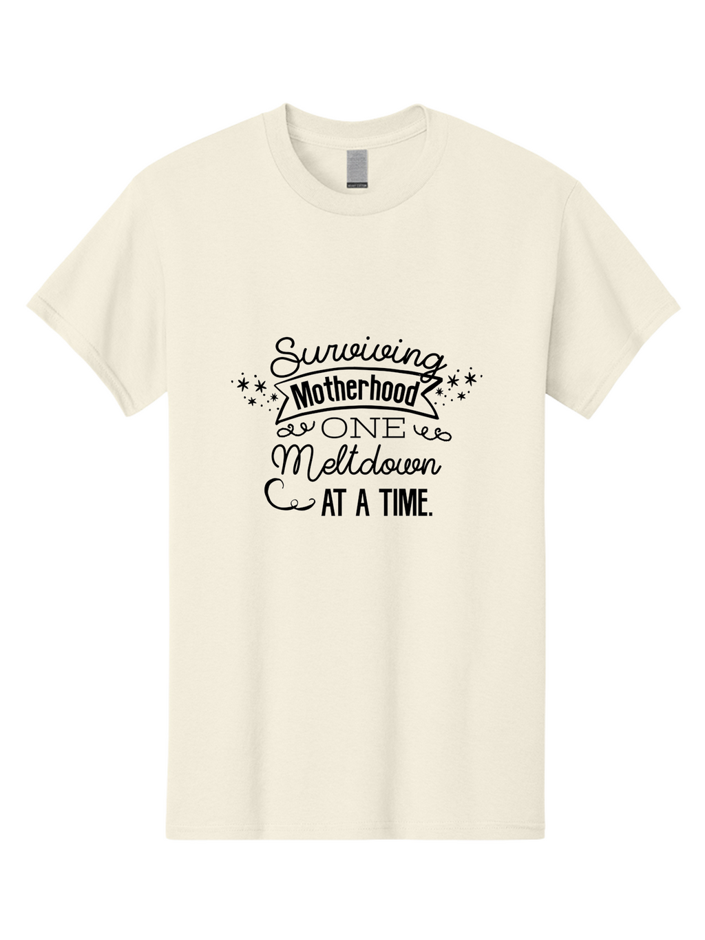 Surviving-Motherhood-One-Meltdown-At-A-Time Men'S Graphic Tee, 100% Cotton, Comfortable Casual Summer Wear, Machine Washable, Motherhood Humor, Parenting Struggles, Funny Quotes, Mom Life, Relatable Moments, Parenting Challenges, Aad212