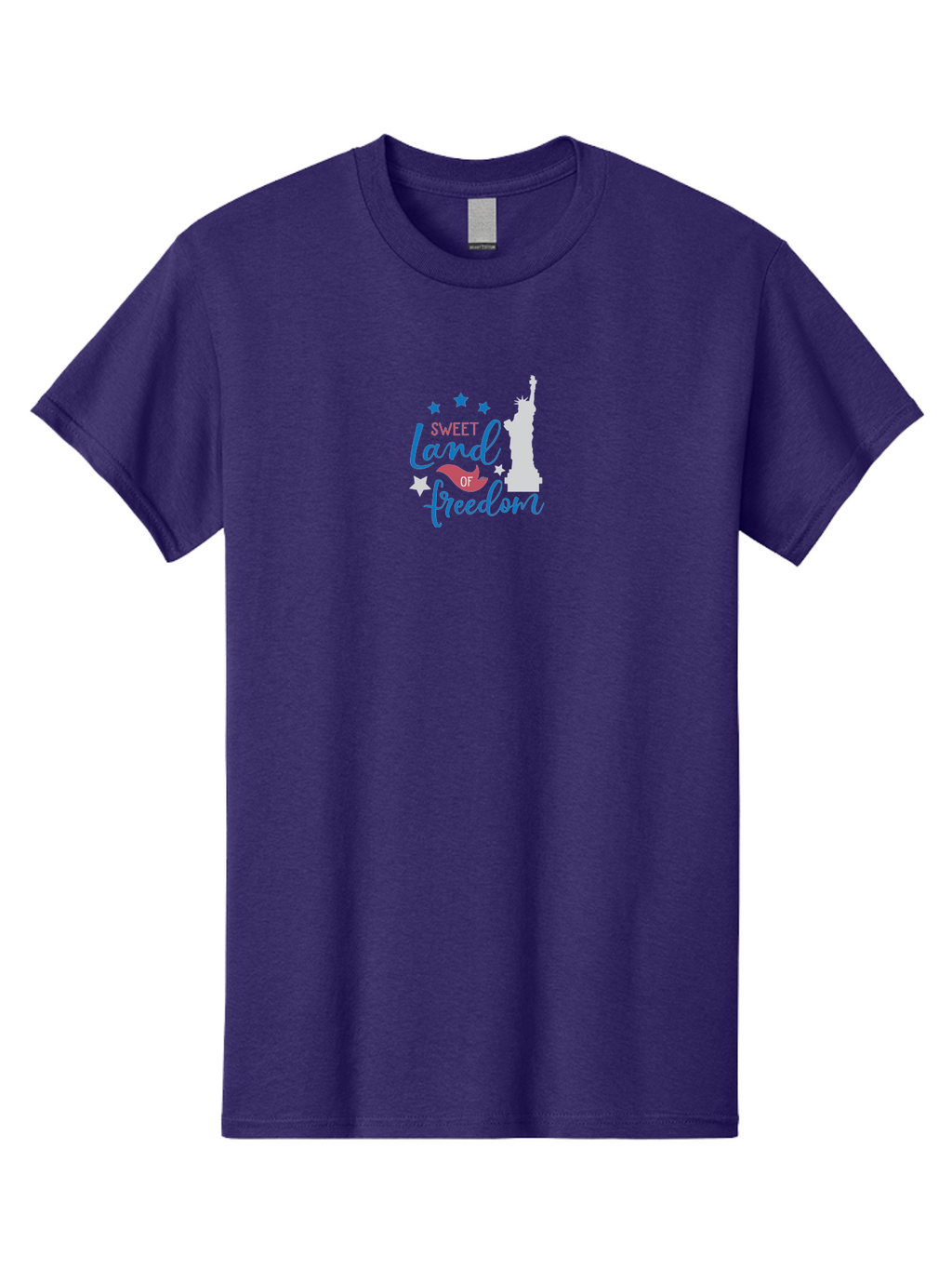 Sweet-Land-Of-Freedom Men'S Graphic Tee, 100% Cotton, Comfortable Casual Summer Wear, Machine Washable, Statue Of Liberty, Stars, Liberty Symbol, Usa, Statue Of Liberty, Freedom, 'Sweet Land Of Freedom', Patriotic Design, Inspirational Quote Aad216