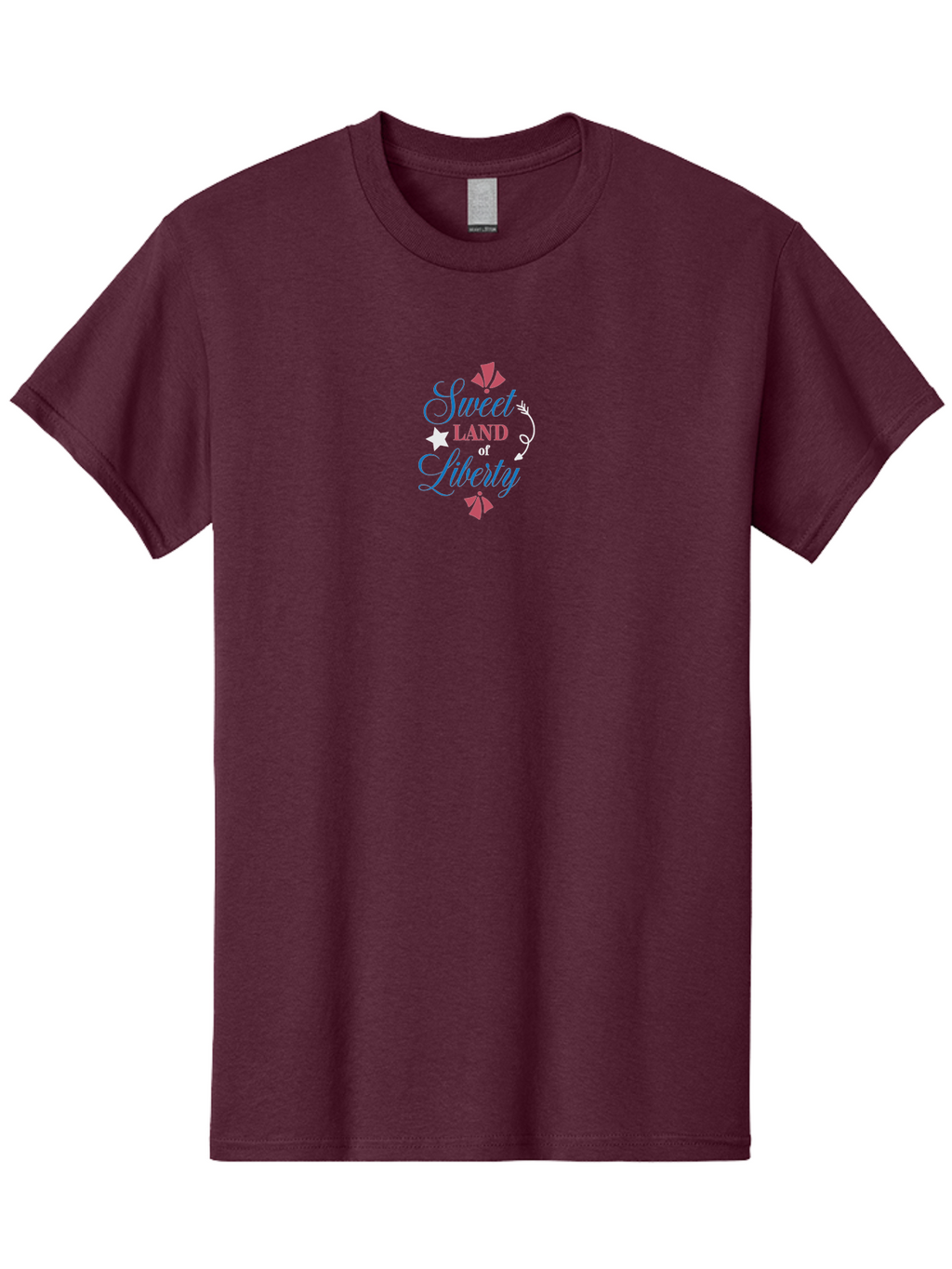Sweet-Land-Of-Liberty Men'S Graphic Tee, 100% Cotton, Comfortable Casual Summer Wear, Machine Washable, Patriotic Graphic, Liberty Theme, Usa Inspiration, Vintage Style, Floral Elements, Arrow Design, Star Symbol, Red White And Blue Colors, Aad217