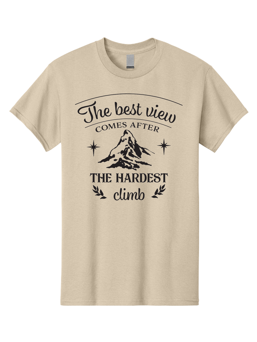 The-Best-View-Comes-After-The-Hardest-Climb Men'S Graphic Tee, 100% Cotton, Comfortable Casual Summer Wear, Machine Washable, Motivational Quote, Inspirational Message, Mountain Climbing, Perseverance, Success, Achievement, Fitness, Wellness Aad230