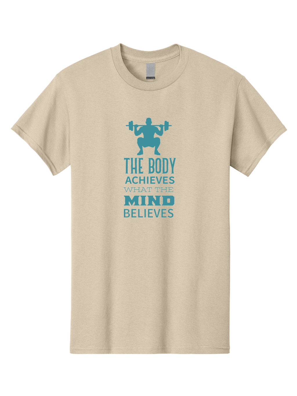 The-Body-Achieves-What-The-Mind-Believes Men'S Graphic Tee, 100% Cotton, Comfortable Casual Summer Wear, Machine Washable, Motivational Quote, Weightlifting, Fitness Inspiration, Bodybuilding, Mental Toughness, Workout Motivation, Gym Quotes, Aad231