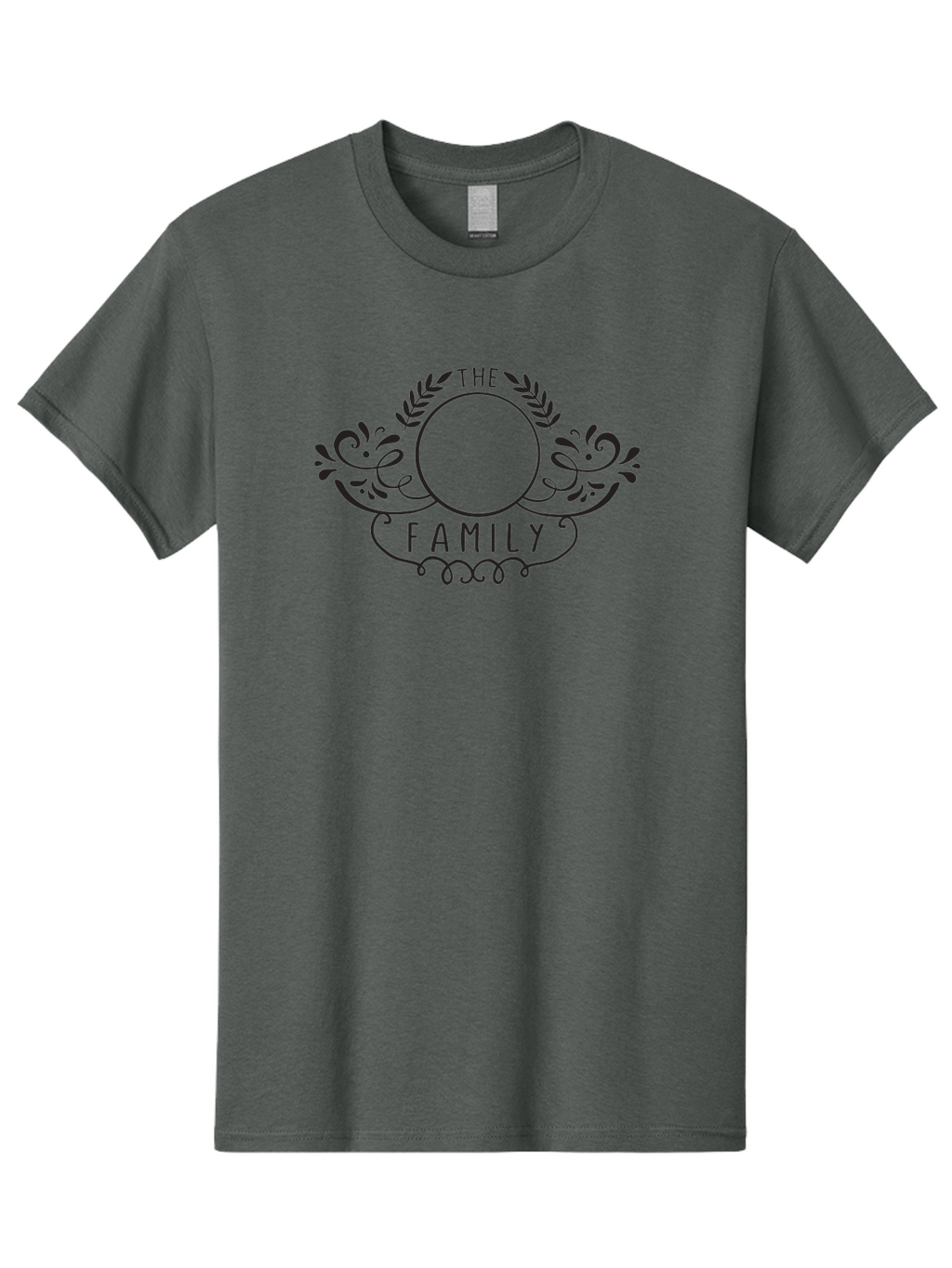 The-Family-1 Men'S Graphic Tee, 100% Cotton, Comfortable Casual Summer Wear, Machine Washable, Family Emblem, Ornate Design, Floral Patterns, Decorative Typography, Vintage Style, Personalized Crest, Custom Monogram, Floral Wreath, Aad232
