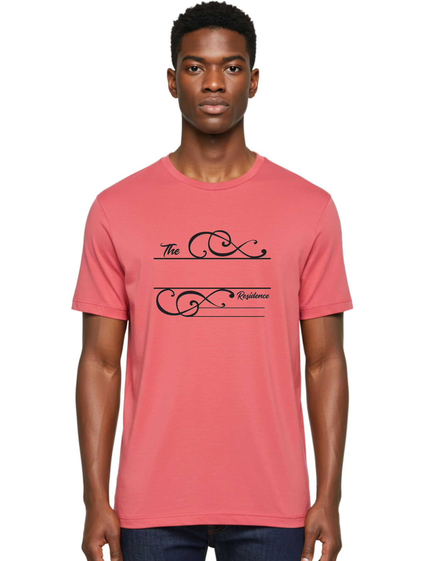 The-Residence Men'S Graphic Tee, 100% Cotton, Comfortable Casual Summer Wear, Machine Washable, The Residence, Elegant Typography, Luxury Living, High-End Design, Sophisticated Style, Ornate Flourish, Classic Lettering, Premium Branding Aad237