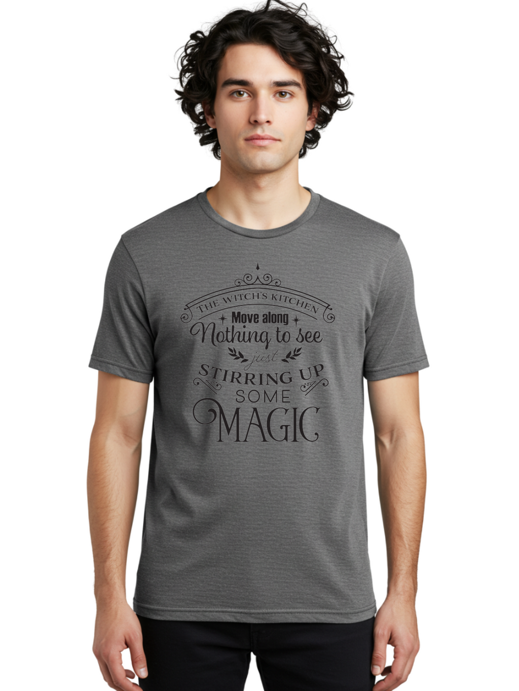 The-Witch-S-Kitchen Men'S Graphic Tee, 100% Cotton, Comfortable Casual Summer Wear, Machine Washable, Witchy Vibes, Mystical Quotes, Magical Kitchen, Spellbinding Atmosphere, Mystical Elements, Witchcraft Phrases, Mystical Ambiance Aad240