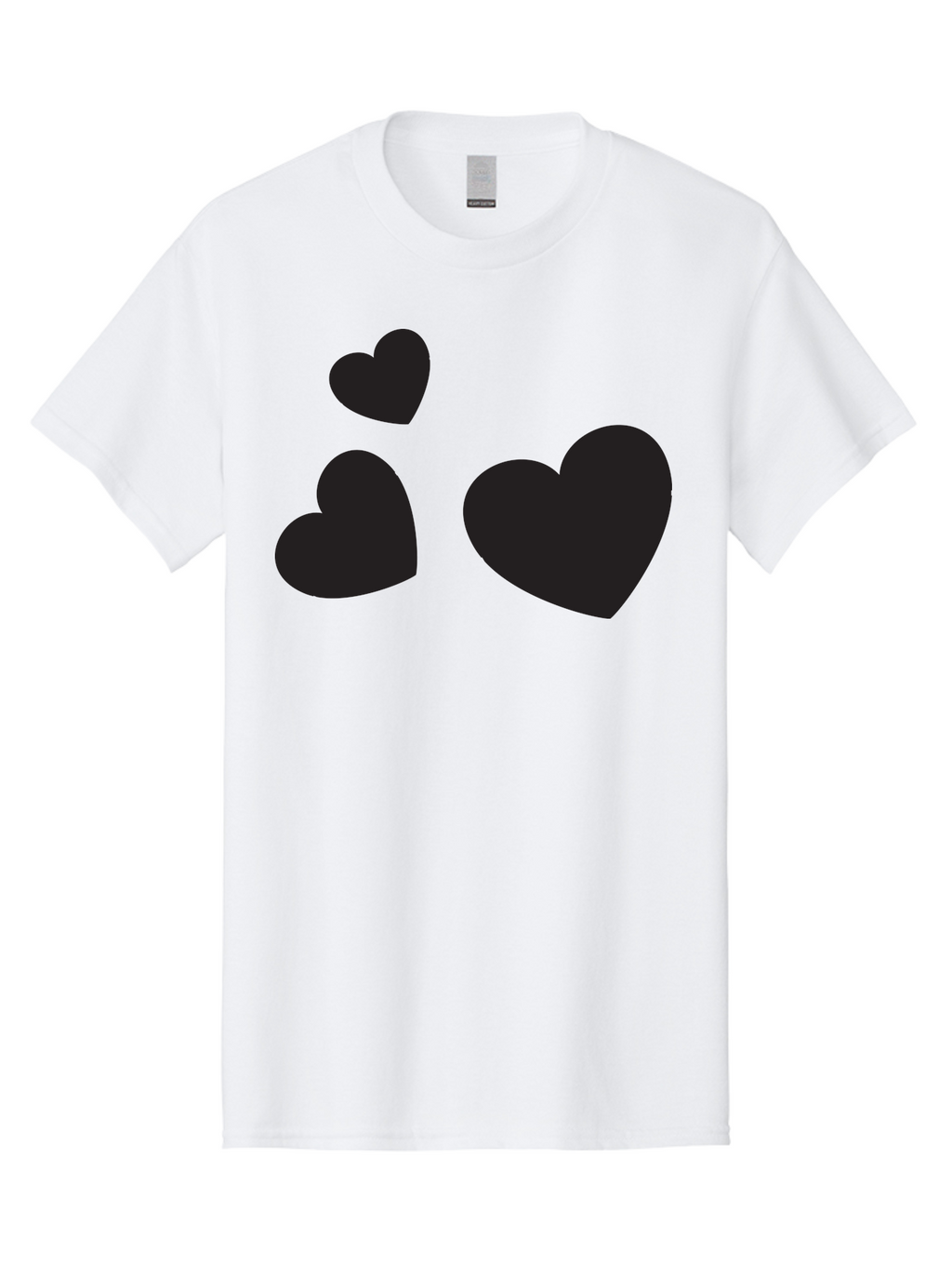 Three-Black-Hearts Men'S Graphic Tee, 100% Cotton, Comfortable Casual Summer Wear, Machine Washable, Love Symbols, Heart Icons, Minimalist Design, Simple Shapes, Black Silhouettes, Romance, Love Hearts, Heart Shapes Aad251