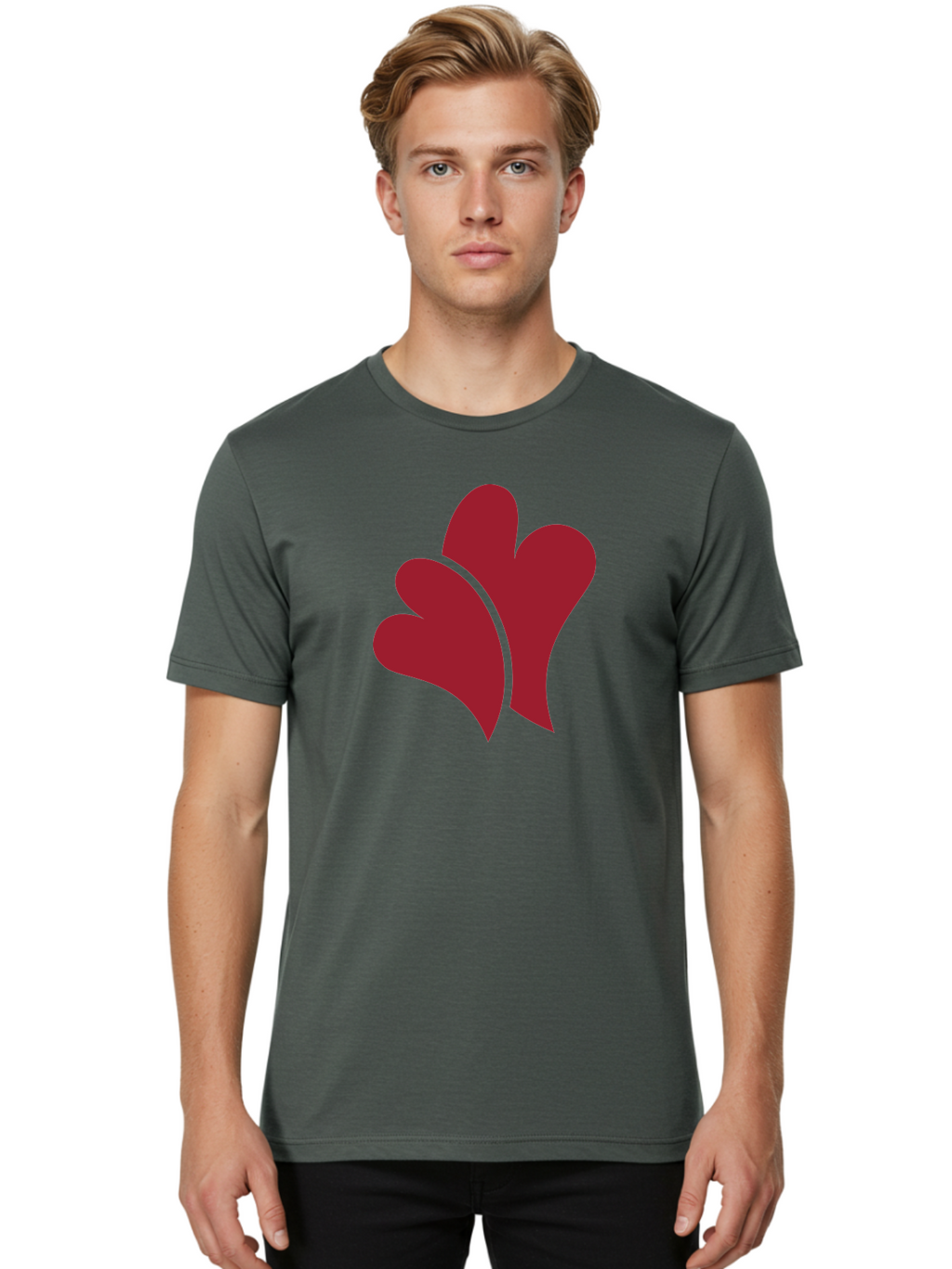 Three-Hearts-1 Men'S Graphic Tee, 100% Cotton, Comfortable Casual Summer Wear, Machine Washable, Three Red Hearts, Love Symbol, Heart Design, Red Color Scheme, Minimalist Art, Simple Shapes, Heart Illustration, Abstract Hearts, Symbol Of Love, Aad252