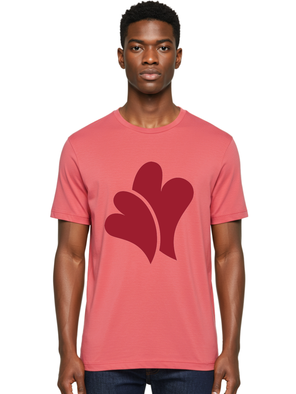 Three-Hearts-1 Men'S Graphic Tee, 100% Cotton, Comfortable Casual Summer Wear, Machine Washable, Three Red Hearts, Love Symbol, Heart Design, Red Color Scheme, Minimalist Art, Simple Shapes, Heart Illustration, Abstract Hearts, Symbol Of Love, Aad252