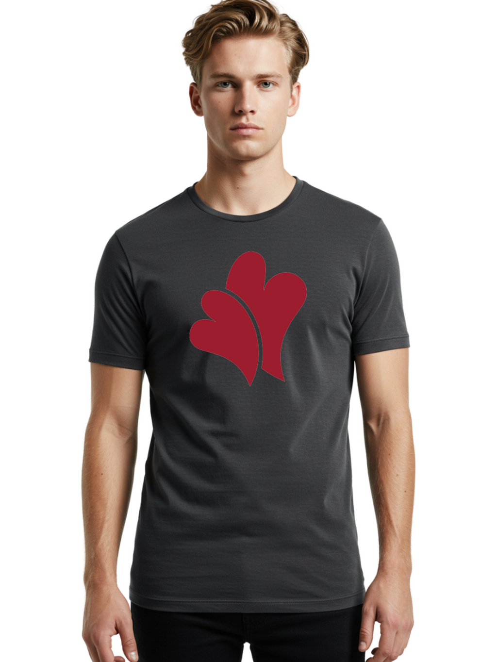 Three-Hearts-1 Men'S Graphic Tee, 100% Cotton, Comfortable Casual Summer Wear, Machine Washable, Three Red Hearts, Love Symbol, Heart Design, Red Color Scheme, Minimalist Art, Simple Shapes, Heart Illustration, Abstract Hearts, Symbol Of Love, Aad252