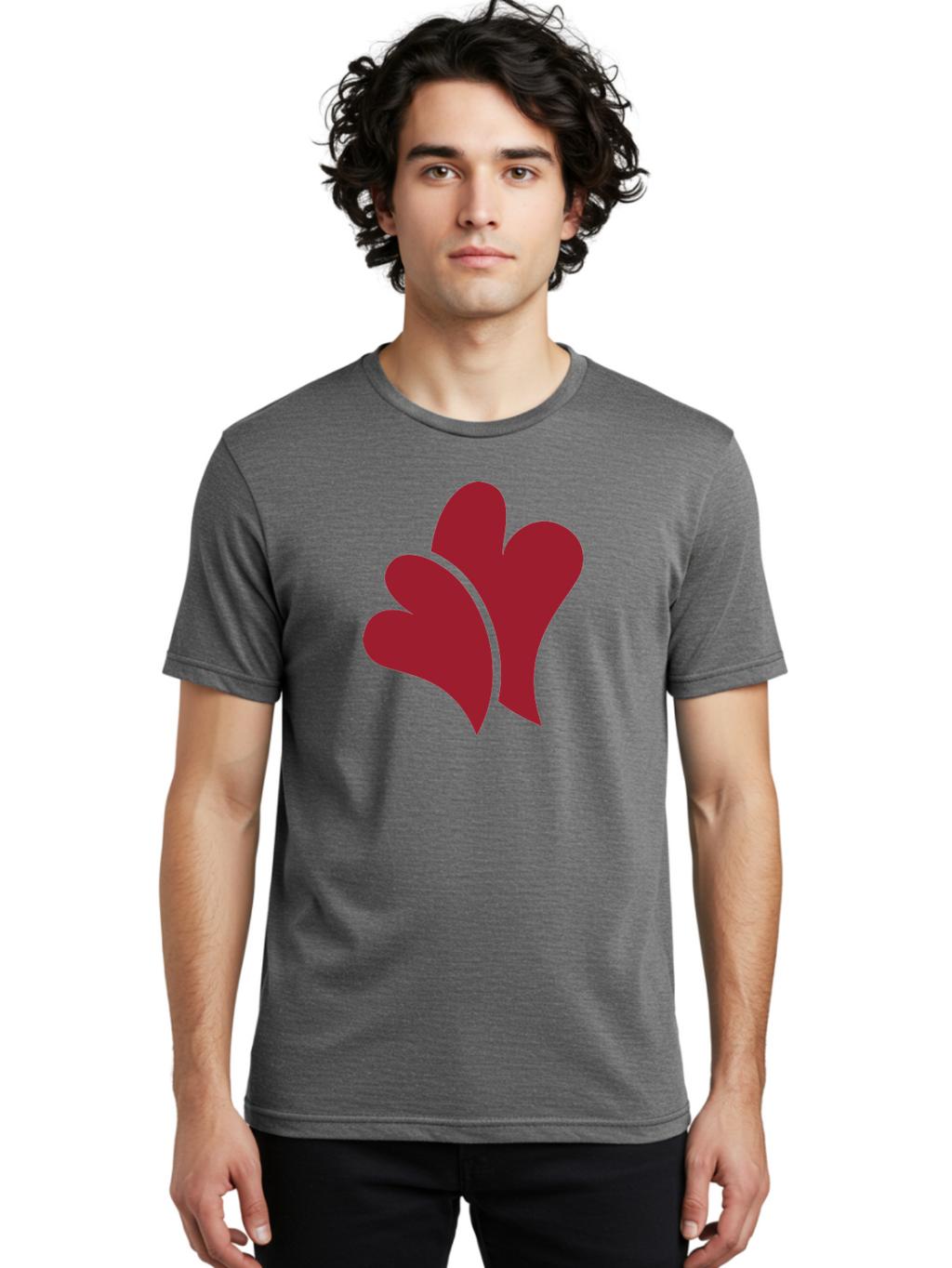 Three-Hearts-1 Men'S Graphic Tee, 100% Cotton, Comfortable Casual Summer Wear, Machine Washable, Three Red Hearts, Love Symbol, Heart Design, Red Color Scheme, Minimalist Art, Simple Shapes, Heart Illustration, Abstract Hearts, Symbol Of Love, Aad252