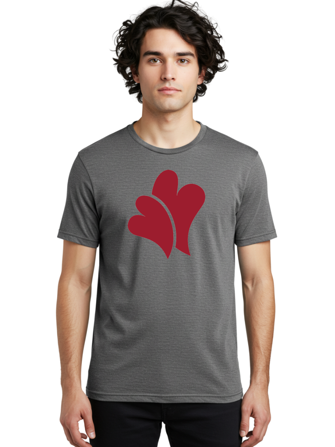 Three-Hearts-1 Men'S Graphic Tee, 100% Cotton, Comfortable Casual Summer Wear, Machine Washable, Three Red Hearts, Love Symbol, Heart Design, Red Color Scheme, Minimalist Art, Simple Shapes, Heart Illustration, Abstract Hearts, Symbol Of Love, Aad252