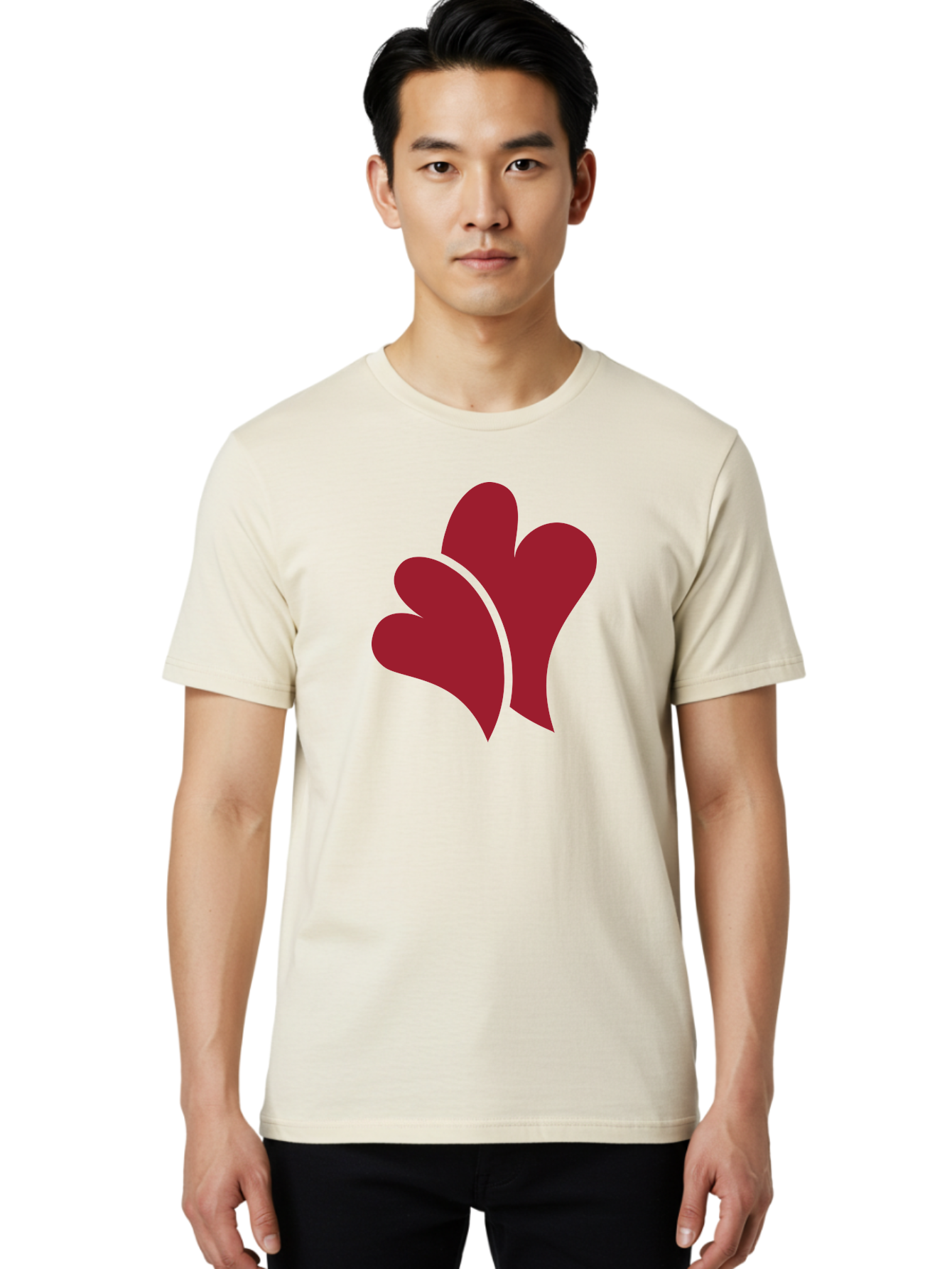Three-Hearts-1 Men'S Graphic Tee, 100% Cotton, Comfortable Casual Summer Wear, Machine Washable, Three Red Hearts, Love Symbol, Heart Design, Red Color Scheme, Minimalist Art, Simple Shapes, Heart Illustration, Abstract Hearts, Symbol Of Love, Aad252
