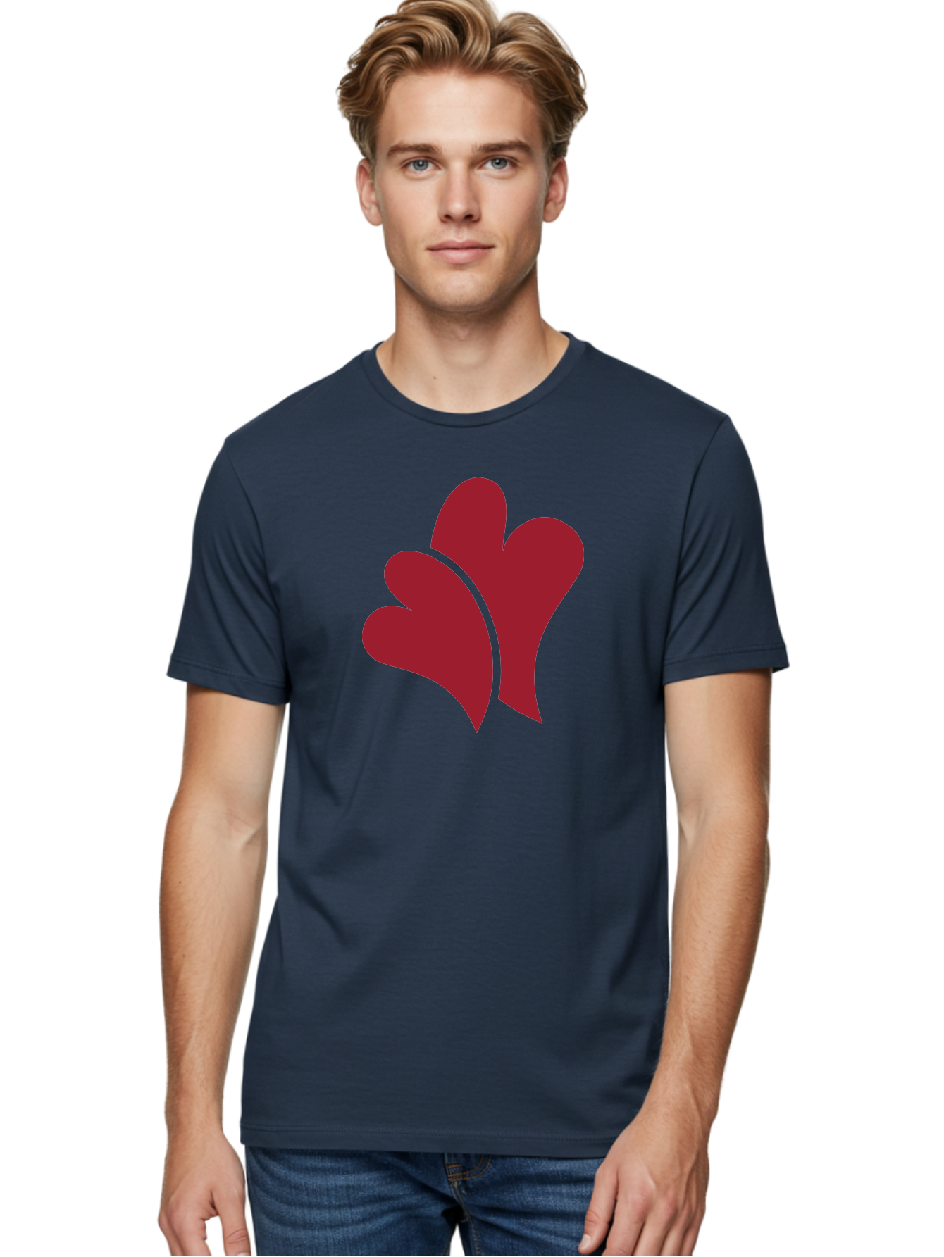 Three-Hearts-1 Men'S Graphic Tee, 100% Cotton, Comfortable Casual Summer Wear, Machine Washable, Three Red Hearts, Love Symbol, Heart Design, Red Color Scheme, Minimalist Art, Simple Shapes, Heart Illustration, Abstract Hearts, Symbol Of Love, Aad252