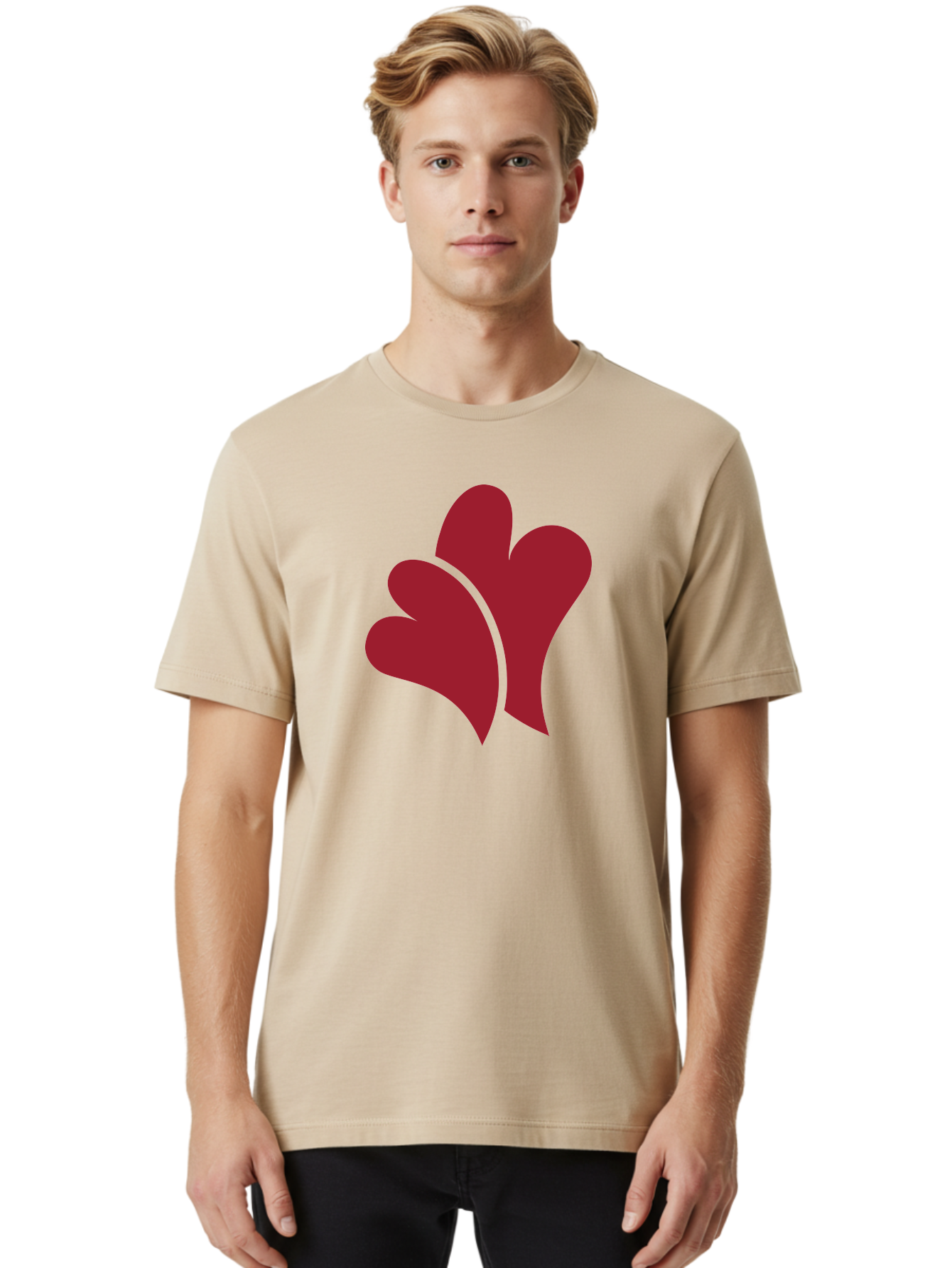 Three-Hearts-1 Men'S Graphic Tee, 100% Cotton, Comfortable Casual Summer Wear, Machine Washable, Three Red Hearts, Love Symbol, Heart Design, Red Color Scheme, Minimalist Art, Simple Shapes, Heart Illustration, Abstract Hearts, Symbol Of Love, Aad252