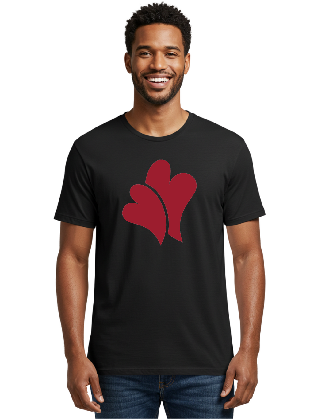 Three-Hearts Men'S Graphic Tee, 100% Cotton, Comfortable Casual Summer Wear, Machine Washable, Three Red Hearts, Crimson Love Symbols, Symbolic Love, Heart-Shaped Graphics, Romantic Icons, Red Heart Illustrations Aad253