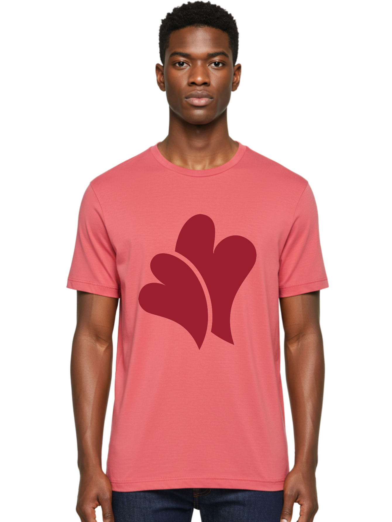 Three-Hearts Men'S Graphic Tee, 100% Cotton, Comfortable Casual Summer Wear, Machine Washable, Three Red Hearts, Crimson Love Symbols, Symbolic Love, Heart-Shaped Graphics, Romantic Icons, Red Heart Illustrations Aad253