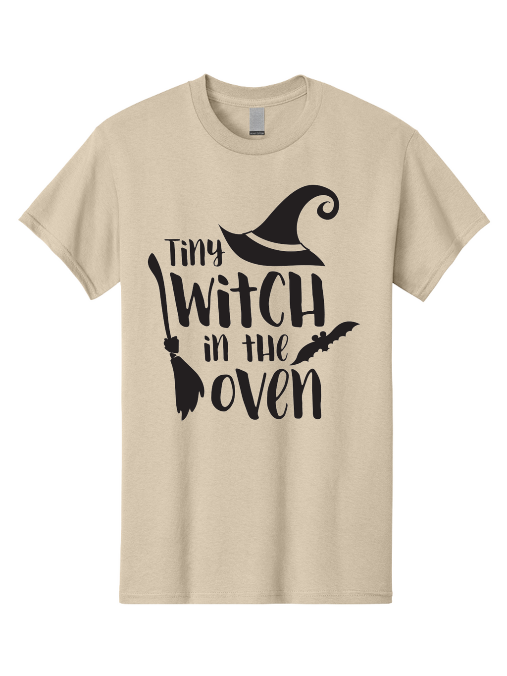 Tiny-Witch-In-The-Oven Men'S Graphic Tee, 100% Cotton, Comfortable Casual Summer Wear, Machine Washable, Halloween Quote, Funny Pregnancy Announcement, Tiny Witch, Broomstick, Witch Hat, Bats, Pregnancy Reveal, Halloween Pregnancy, Aad258