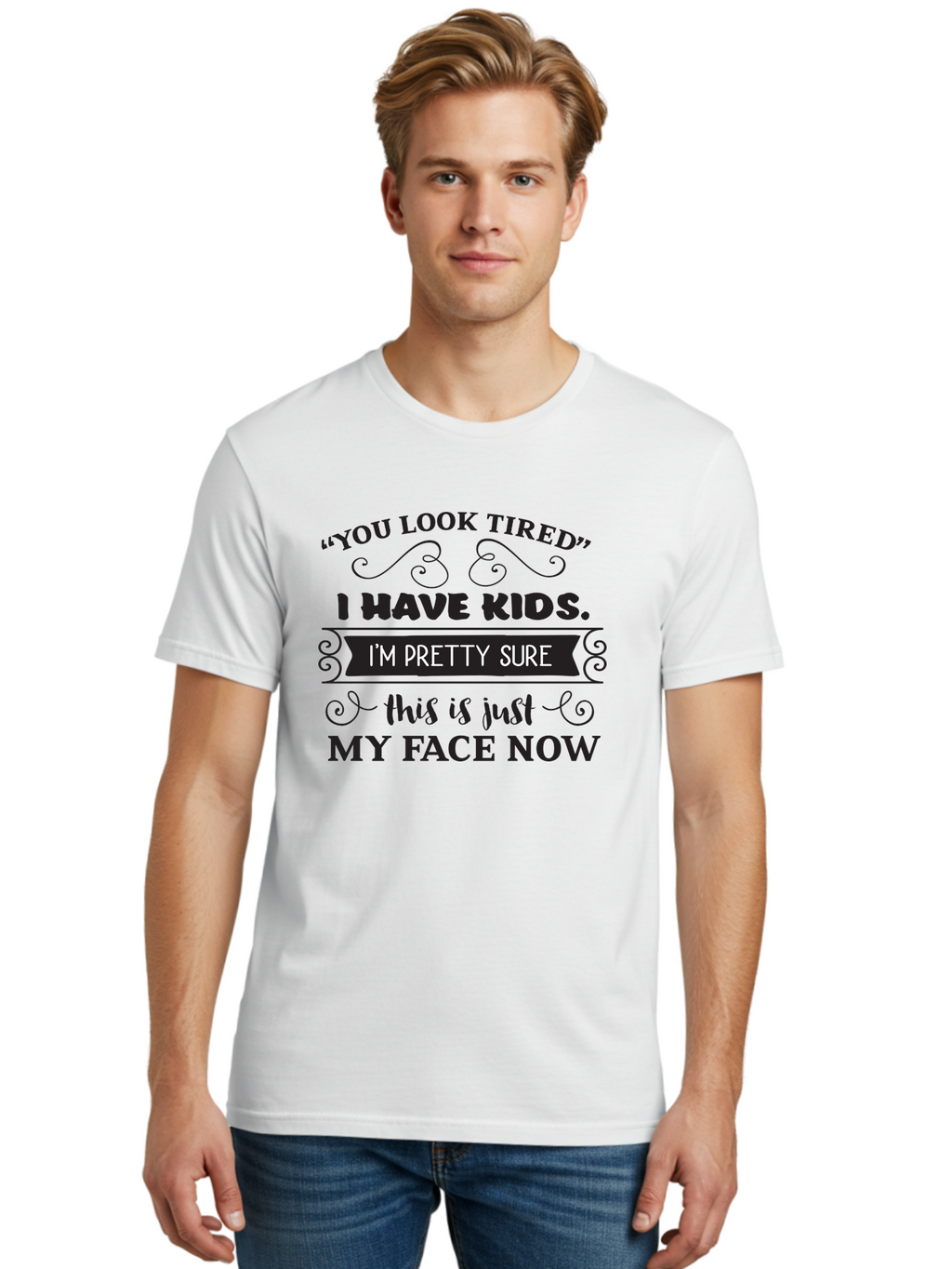 Tired-Parent Men'S Graphic Tee, 100% Cotton, Comfortable Casual Summer Wear, Machine Washable, Funny Quote, Parenting Humor, Tired Parents, Mom Life, Dad Jokes, Parenting Struggles, Humorous Sayings, Witty Remarks, Relatable Quotes, Aad260