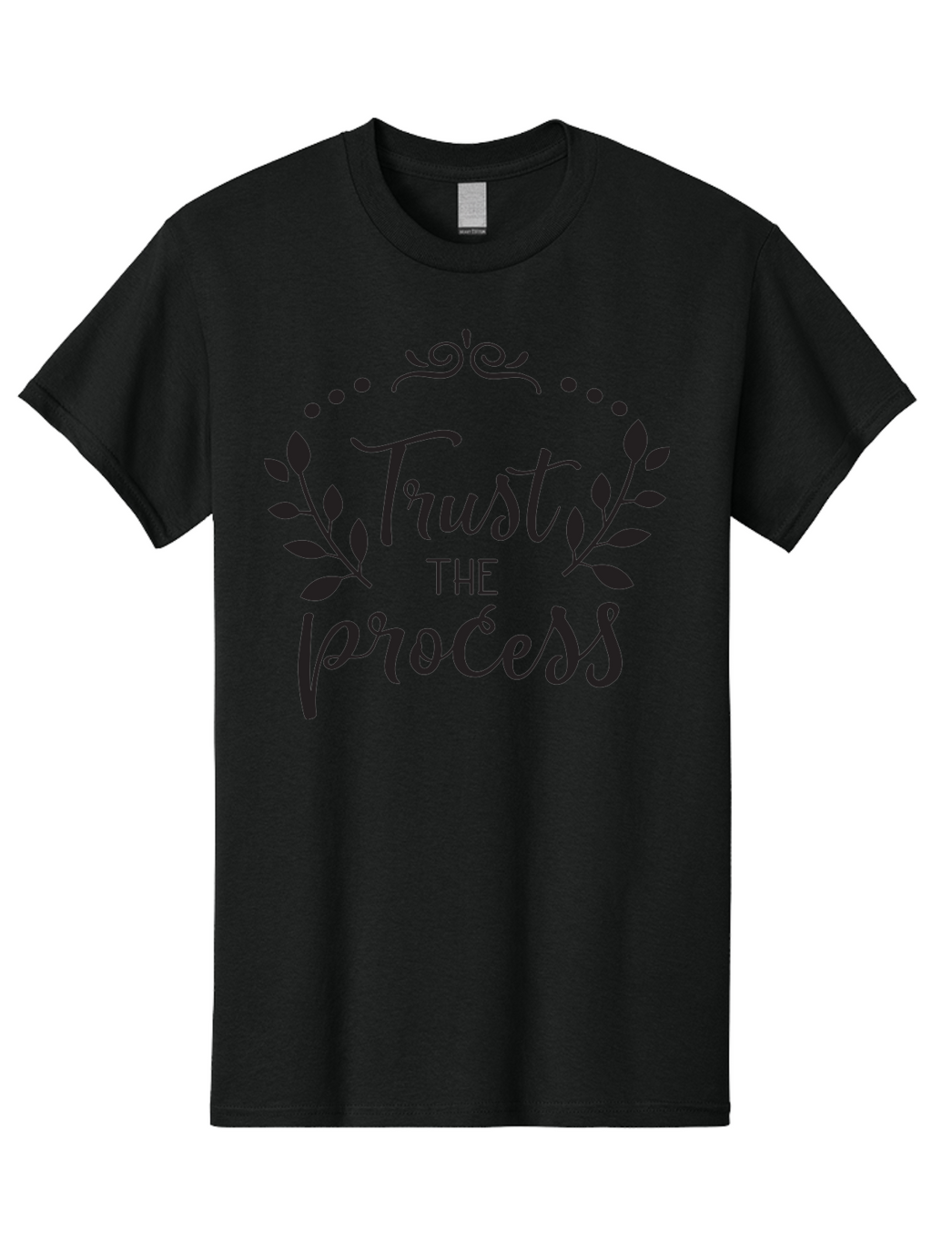 Trust-The-Process Men'S Graphic Tee, 100% Cotton, Comfortable Casual Summer Wear, Machine Washable, Trust The Process, Motivational Quote, Leafy Wreath, Inspirational Words, Positive Affirmation, Decorative Typography, Empowerment Message, Aad272